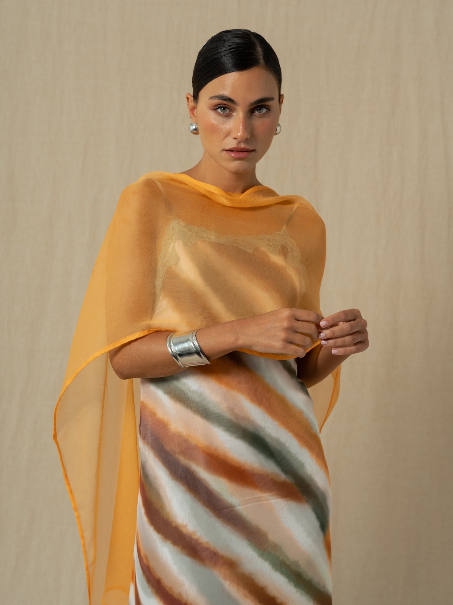 ORANGE SILK CAPE