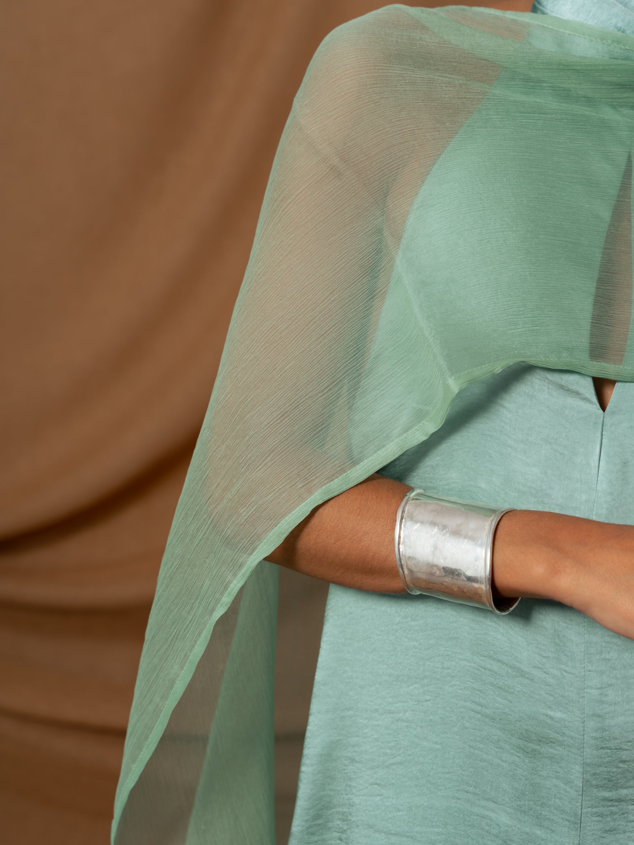 WATER GREEN SILK CAPE