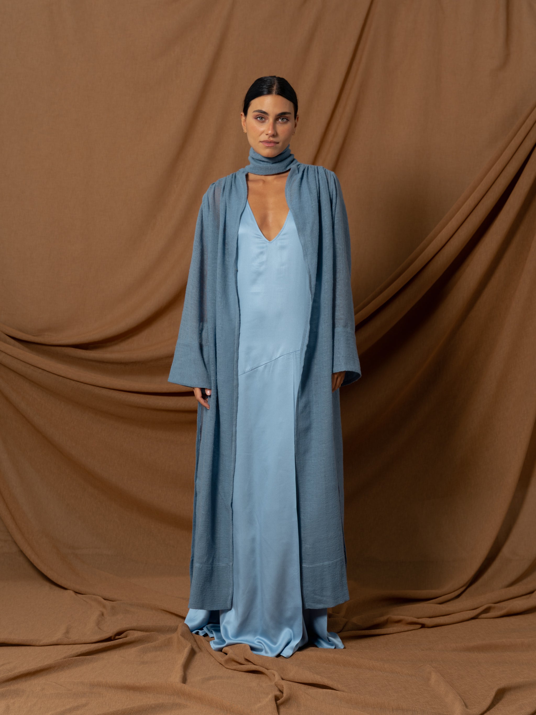 LIGHT BLUE WOOL KAFTAN