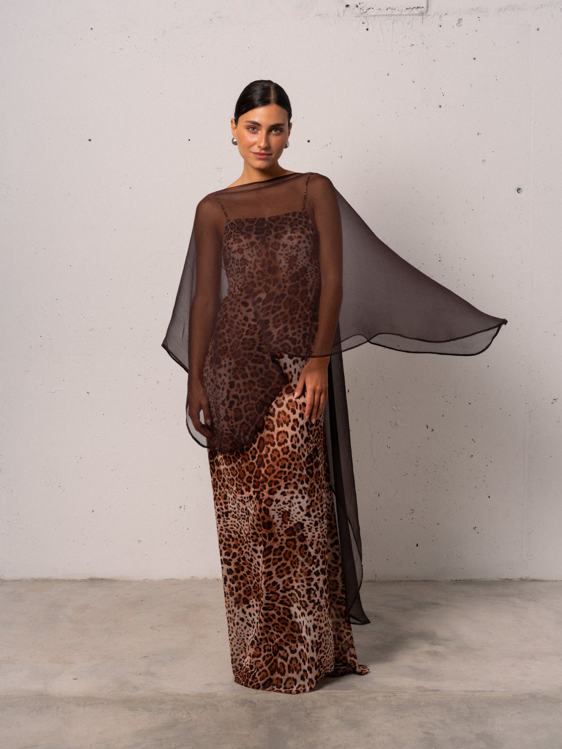 BROWN SILK CAPE