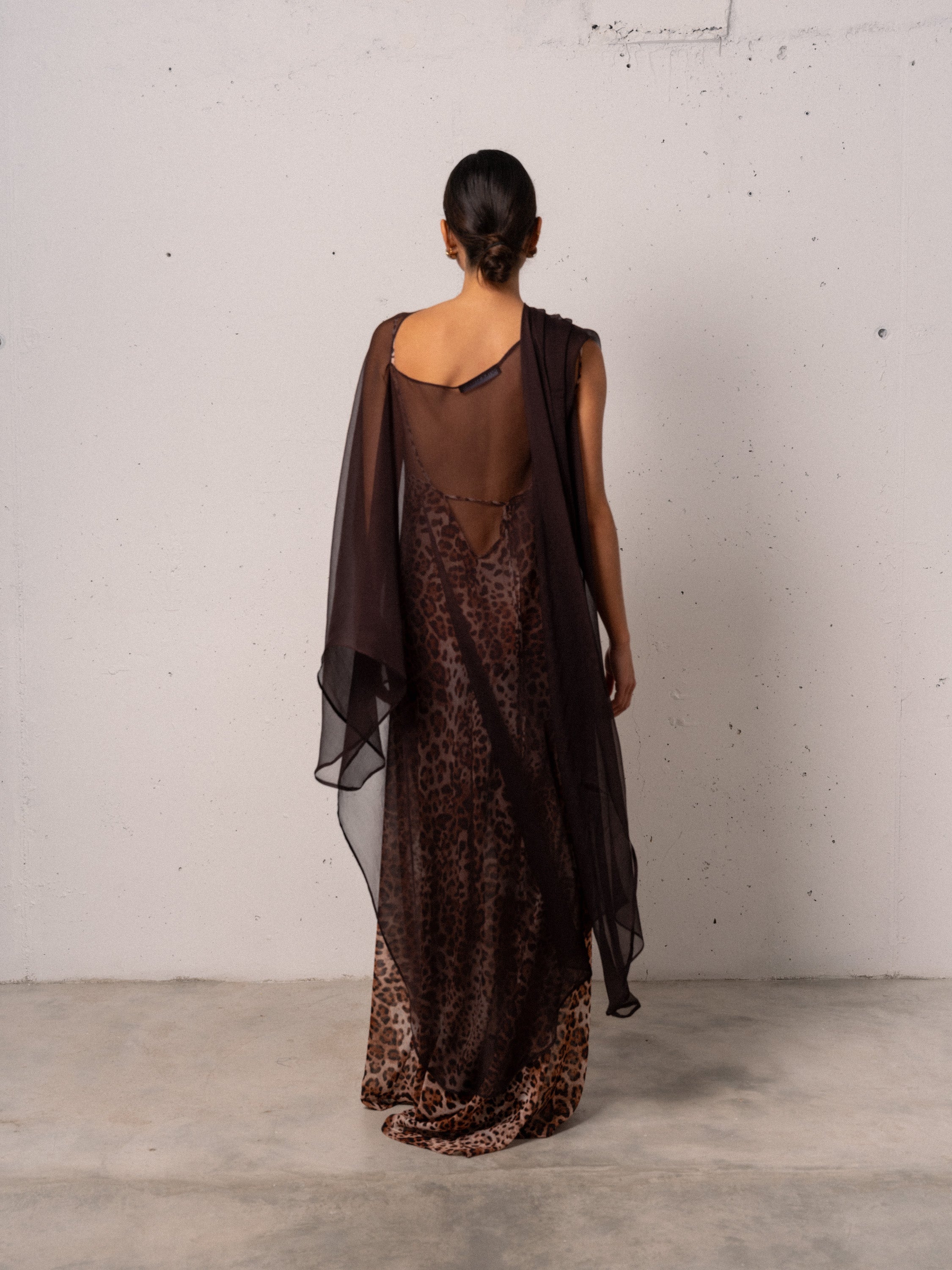 BROWN SILK CAPE