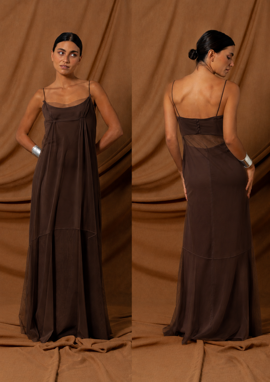 CUSTOM CARO BROWN MAXI DRESS