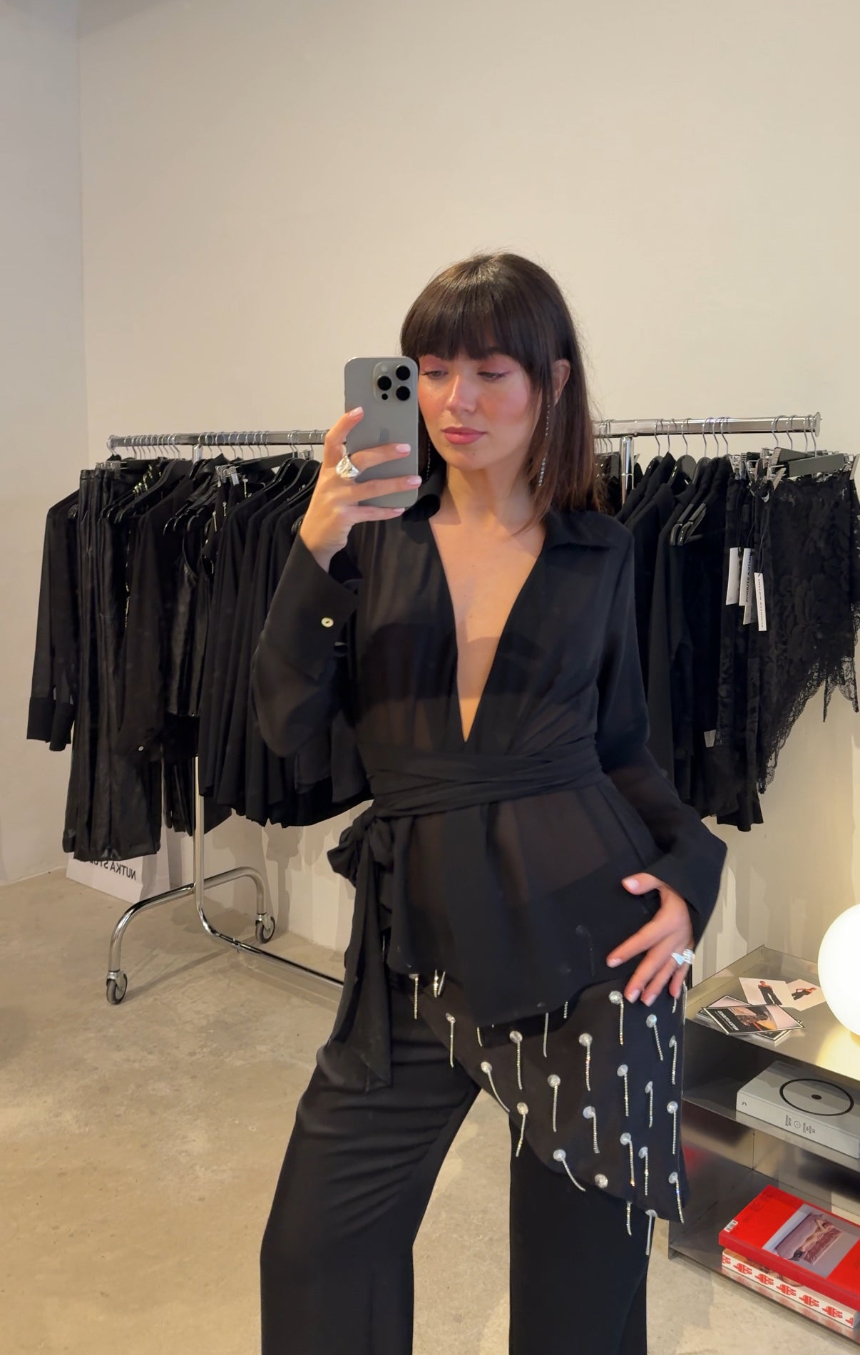 BLACK SEQUIN MULTI-WAY SCARF