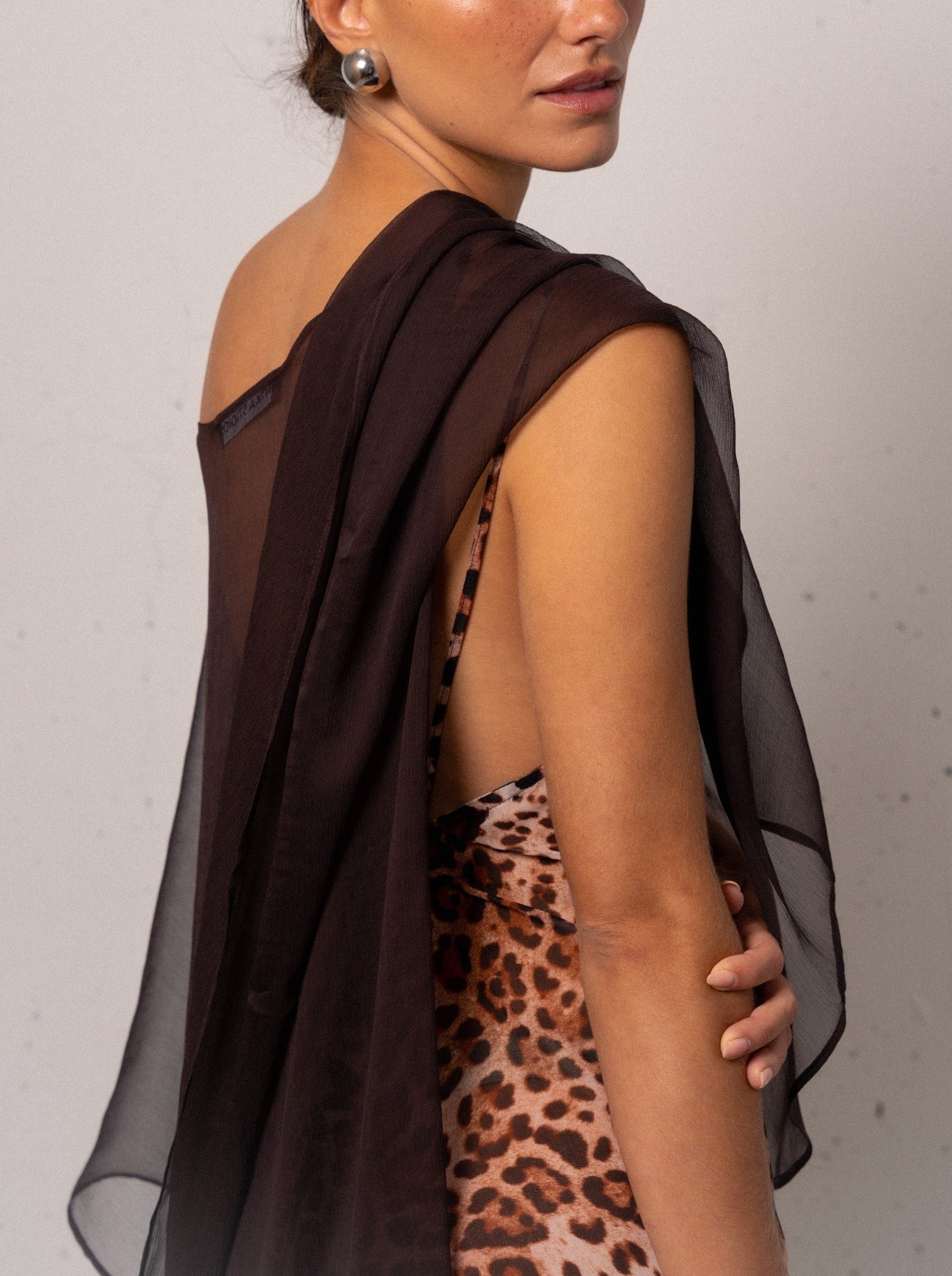 BROWN SILK CAPE