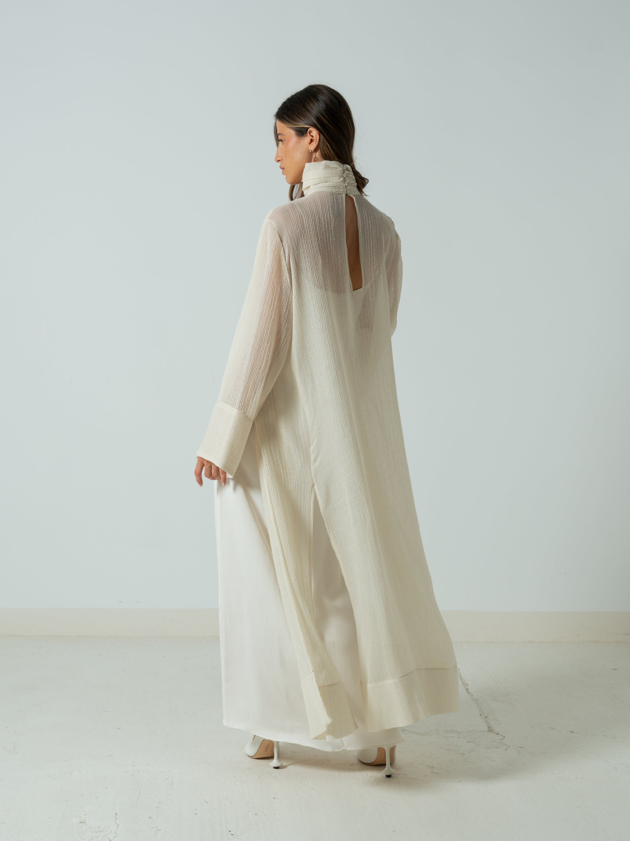 WHITE WOOL KAFTAN