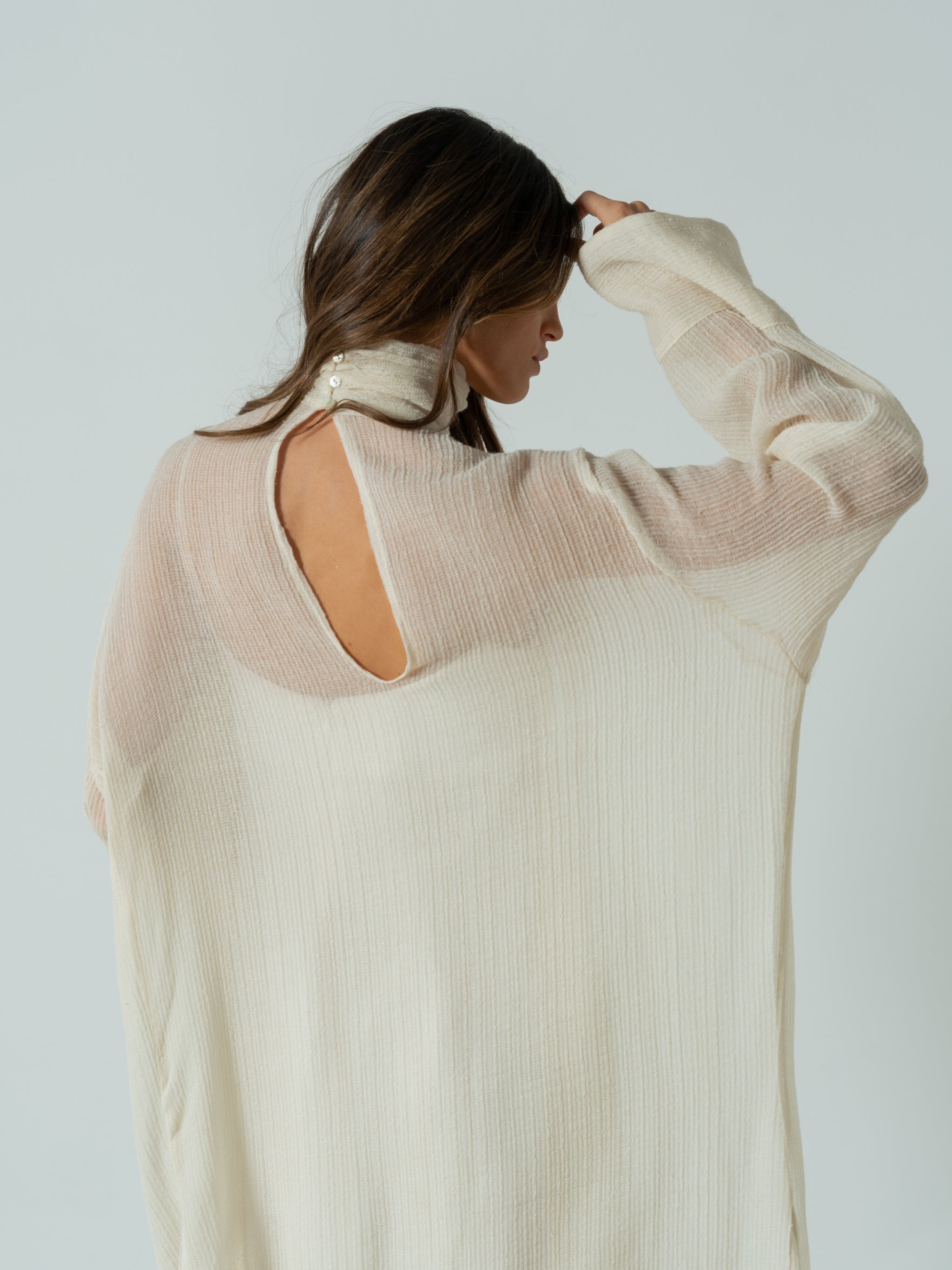 WHITE WOOL KAFTAN