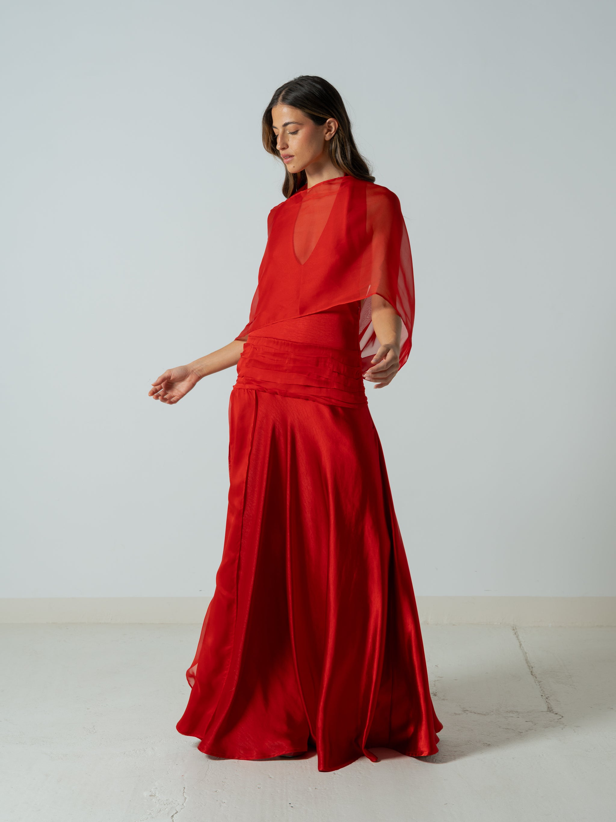 RED SILK CAPE