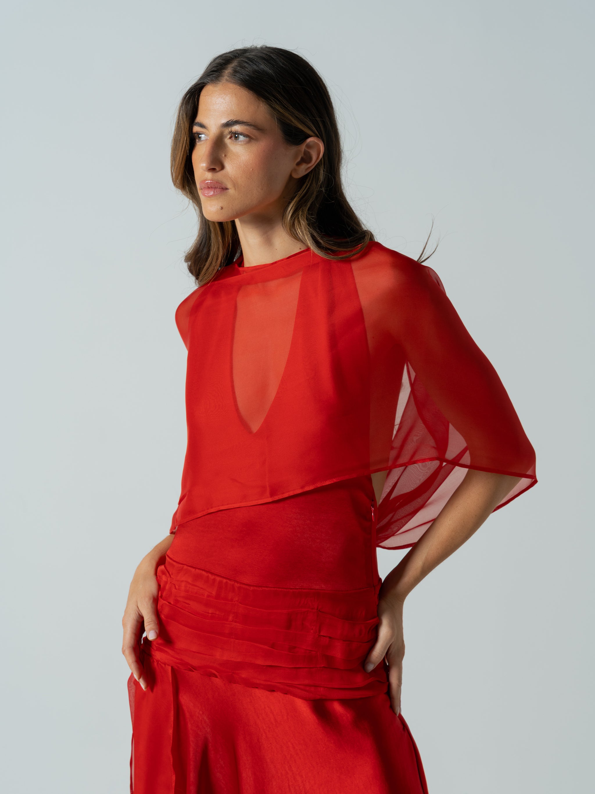 RED SILK CAPE