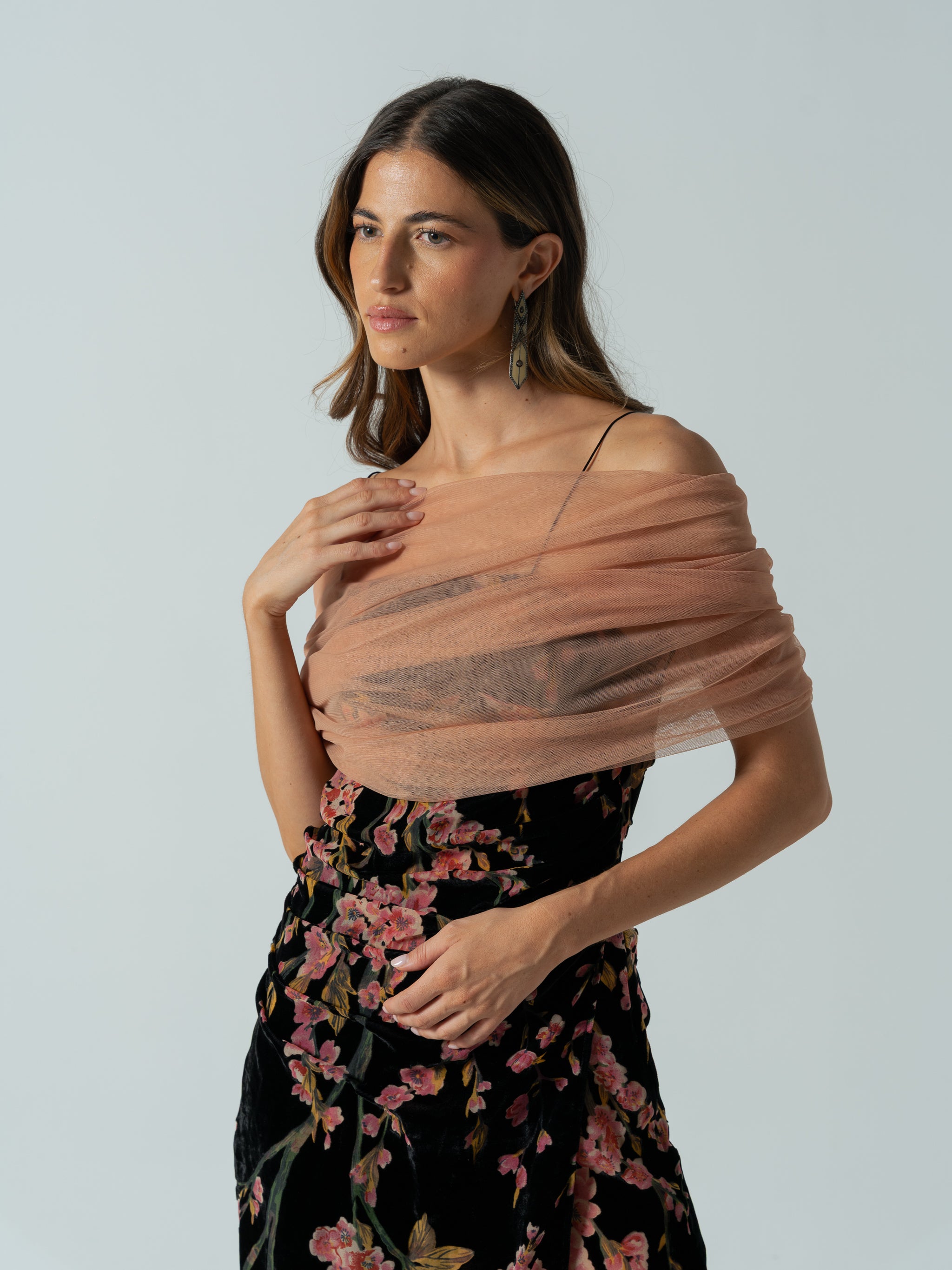 ROSE TULLE CAPE