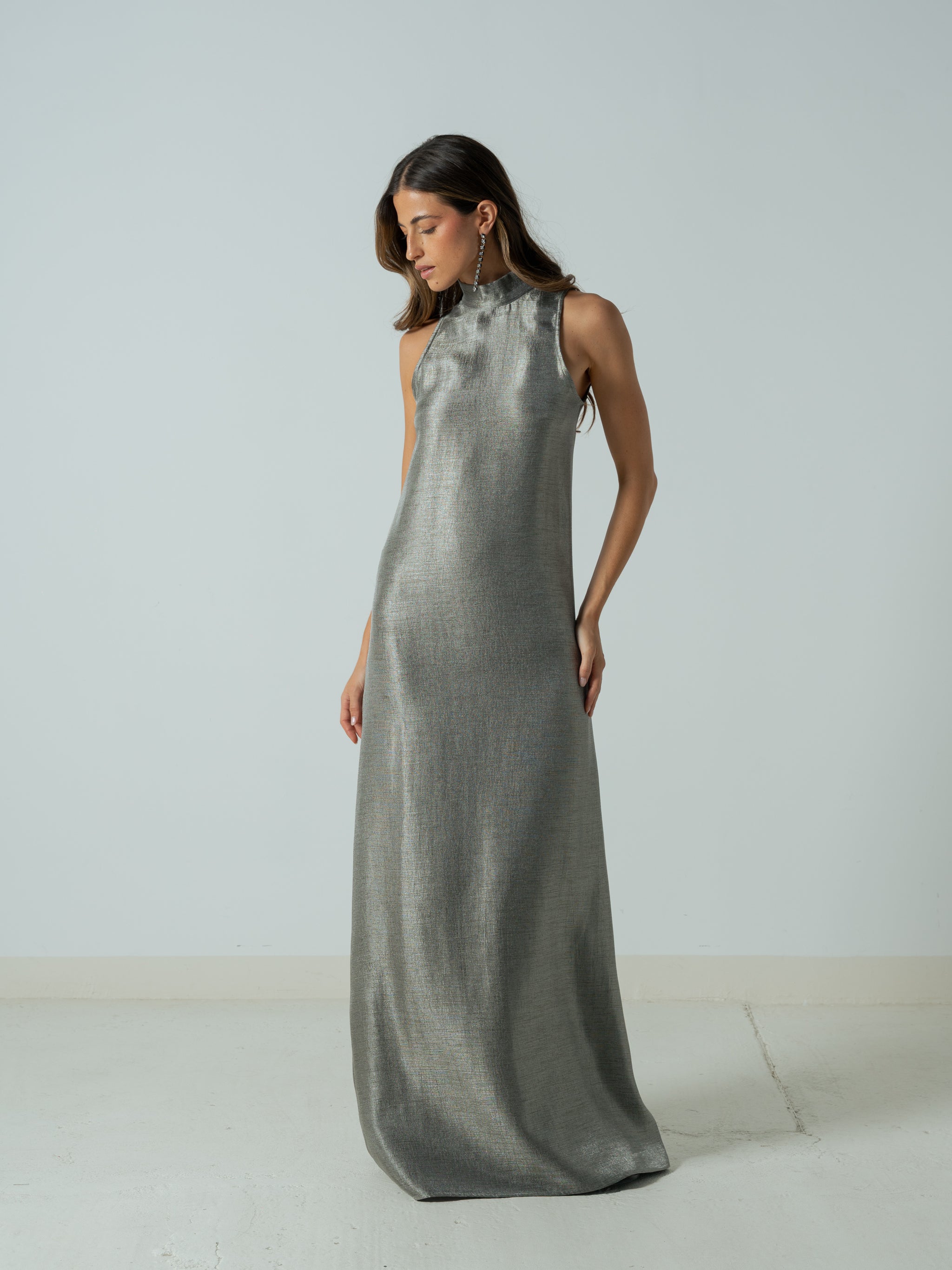 CAMILLE SILVER MAXI DRESS