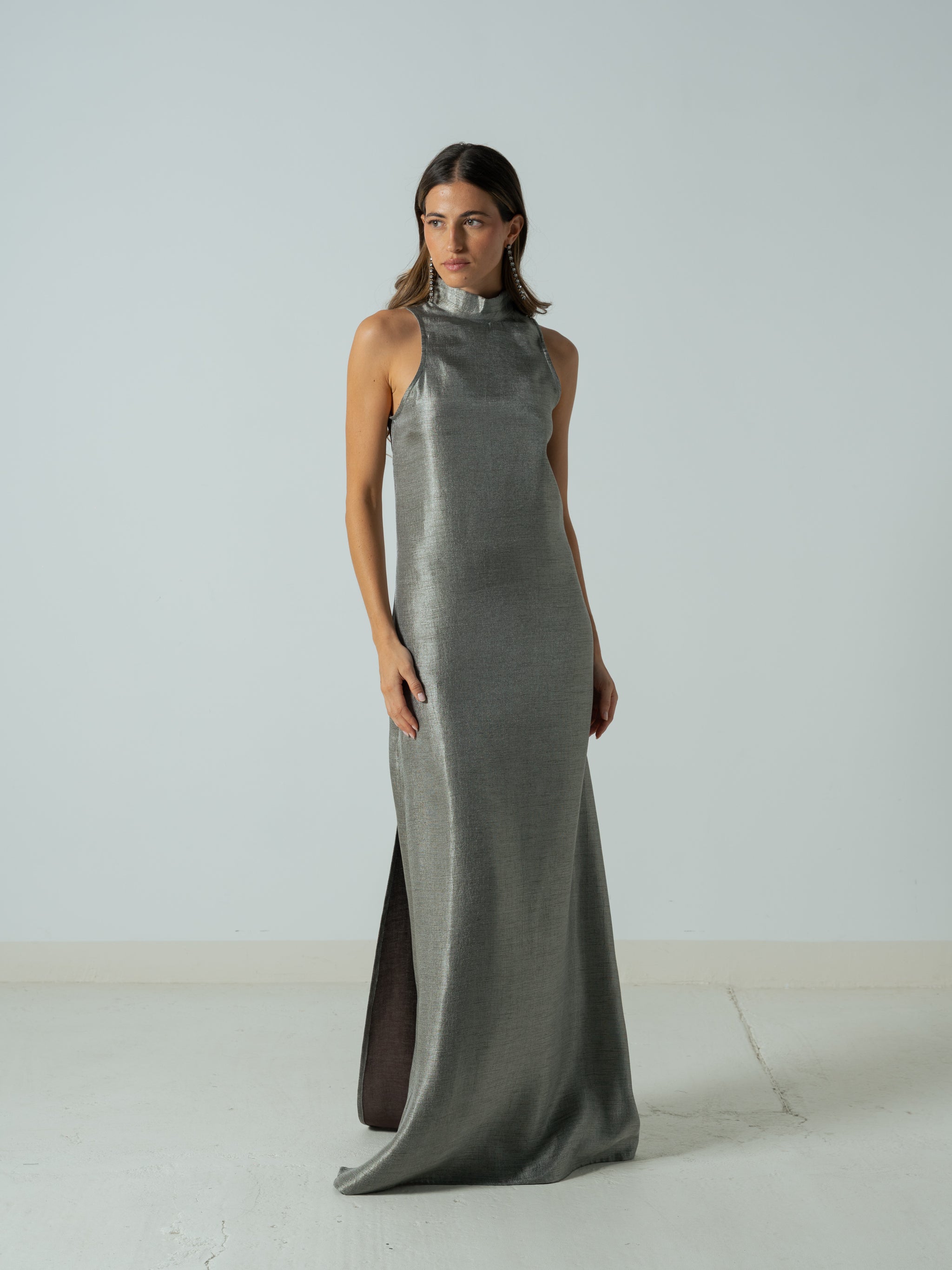 CAMILLE SILVER MAXI DRESS