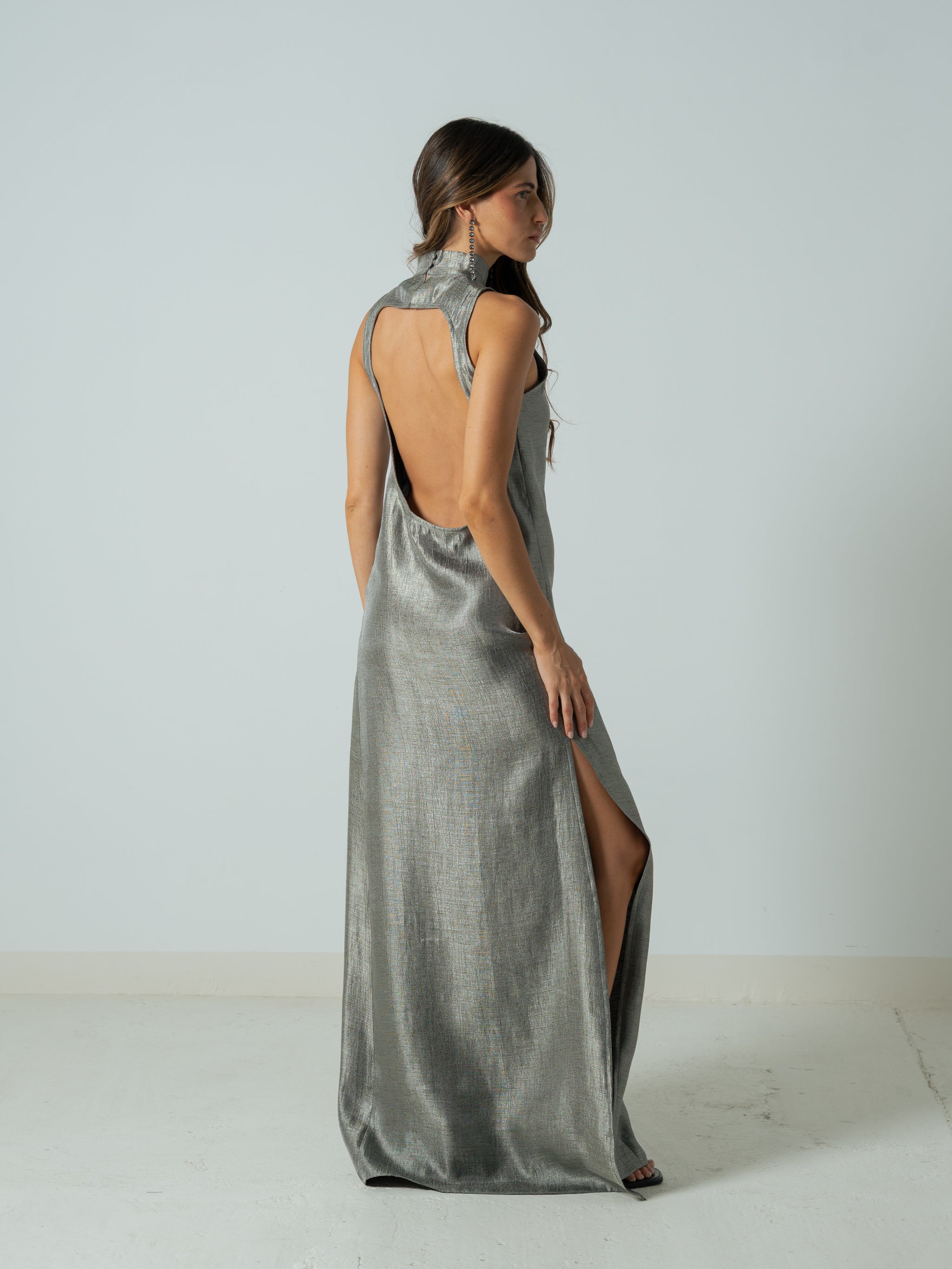 CAMILLE SILVER MAXI DRESS