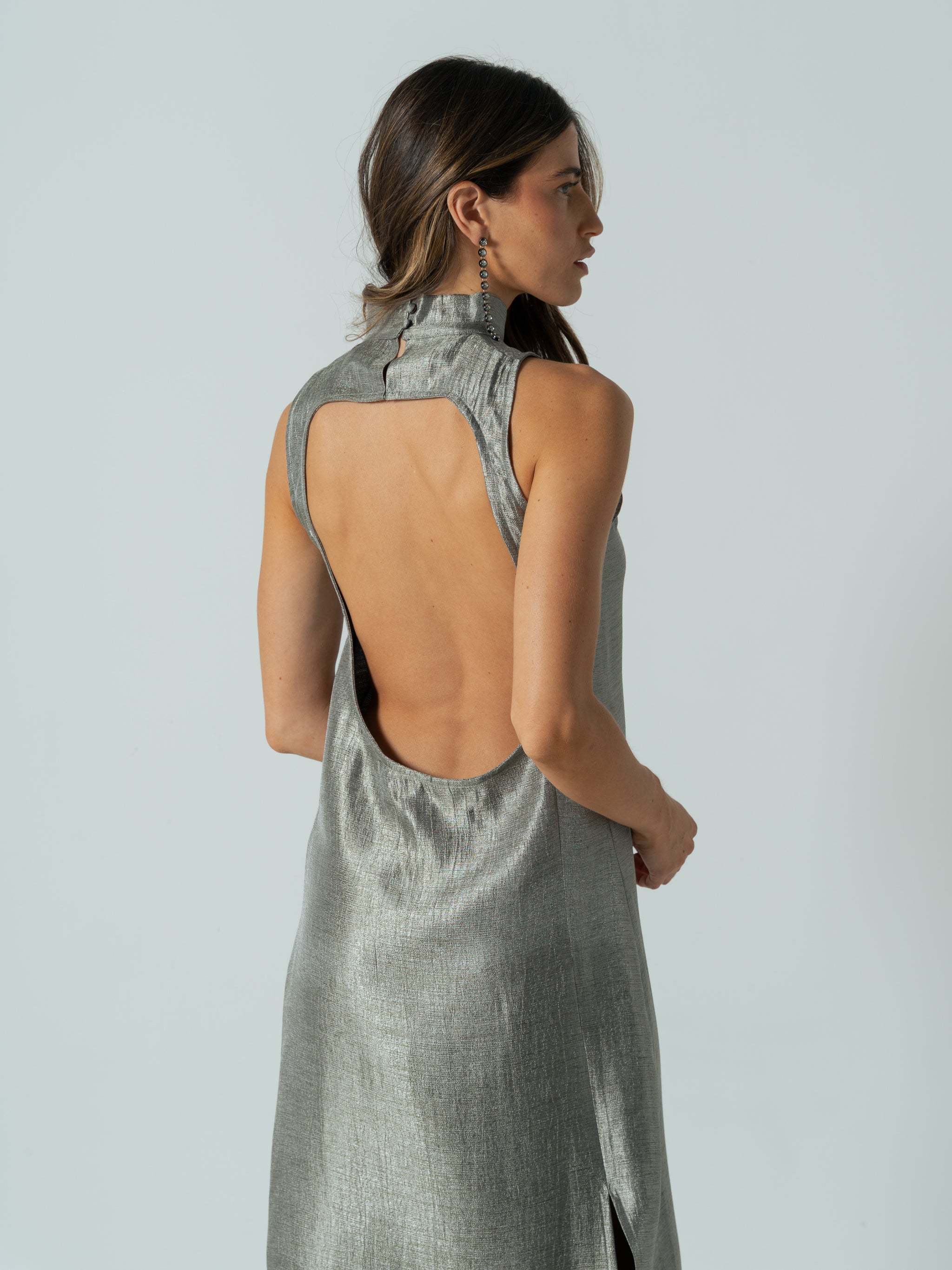 CAMILLE SILVER MAXI DRESS
