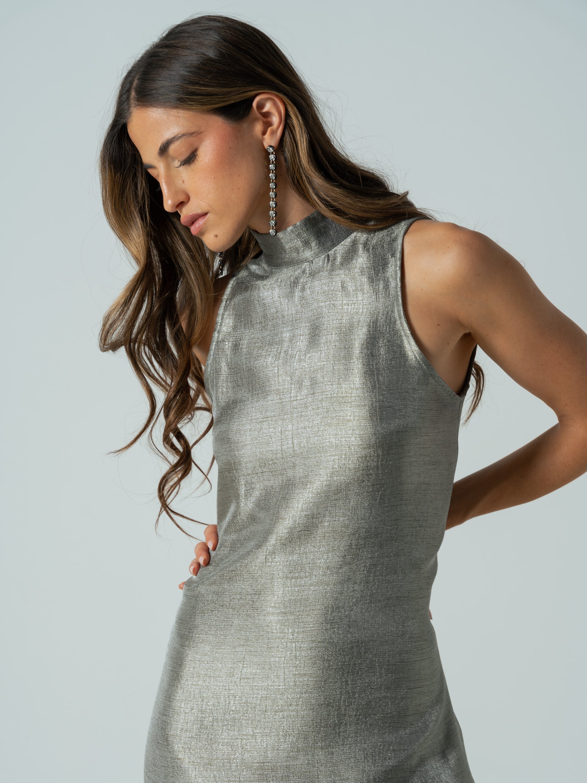 CAMILLE SILVER MAXI DRESS