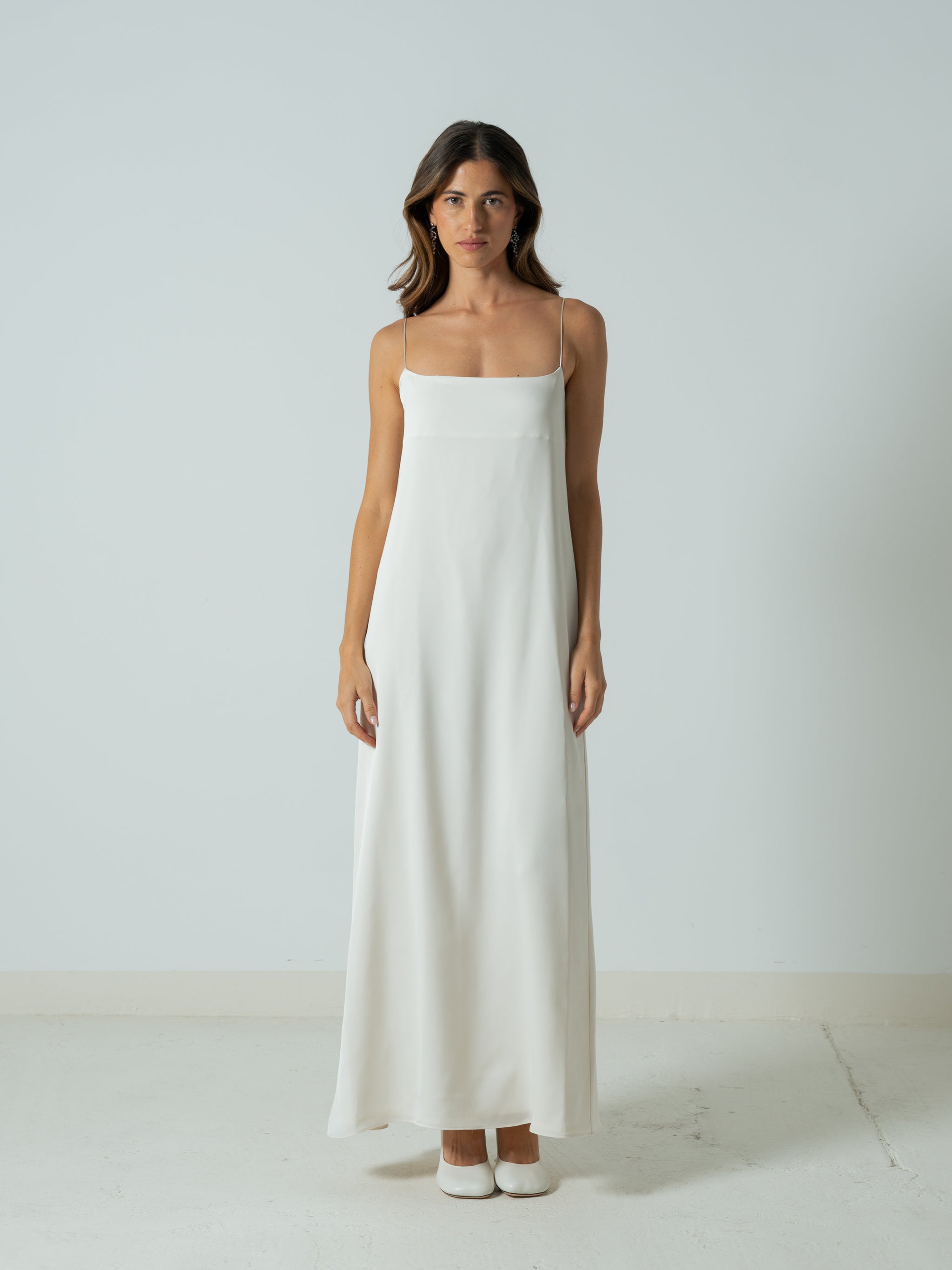 SIMONA WHITE SATIN DRESS