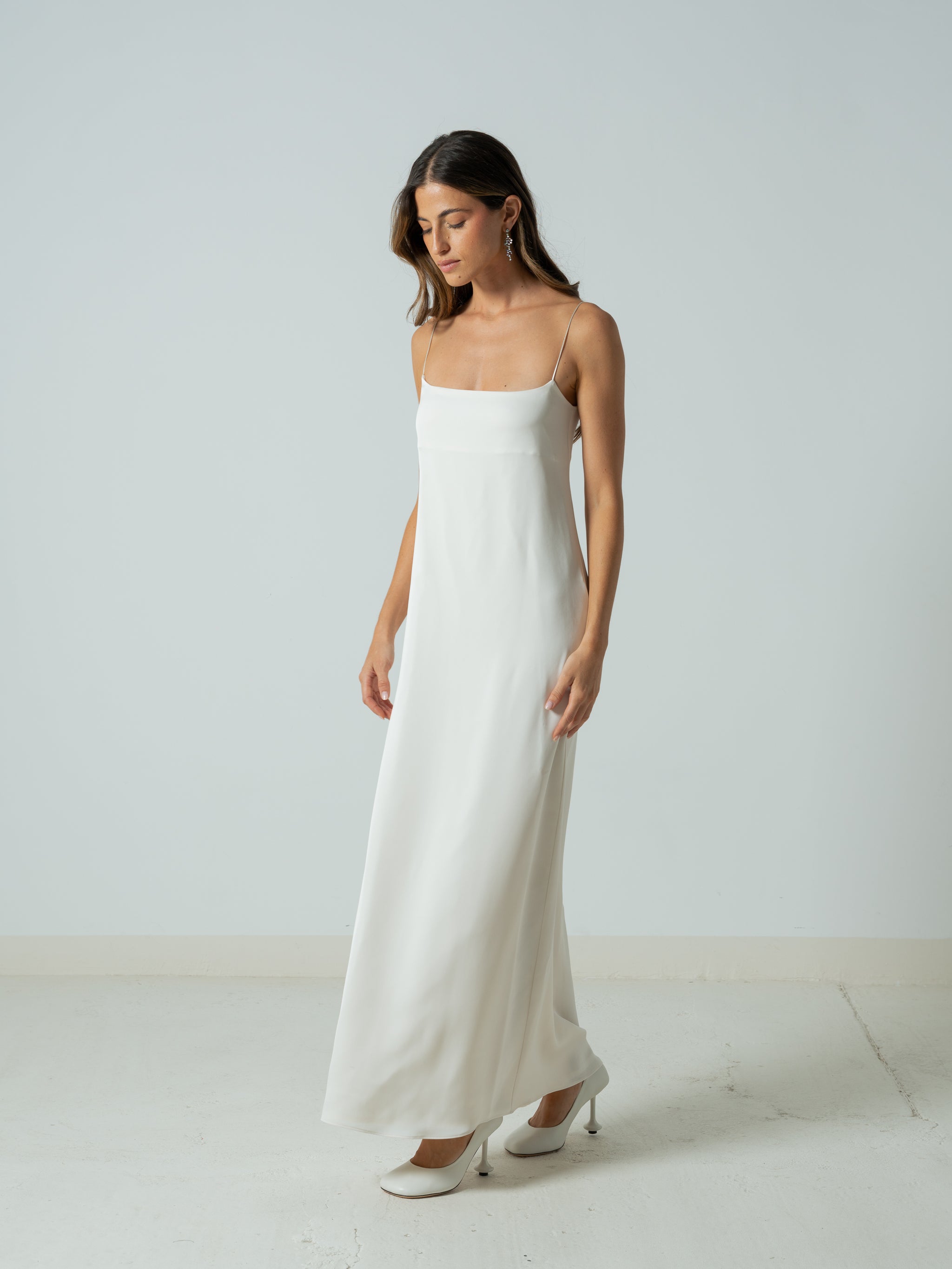 SIMONA WHITE SATIN DRESS