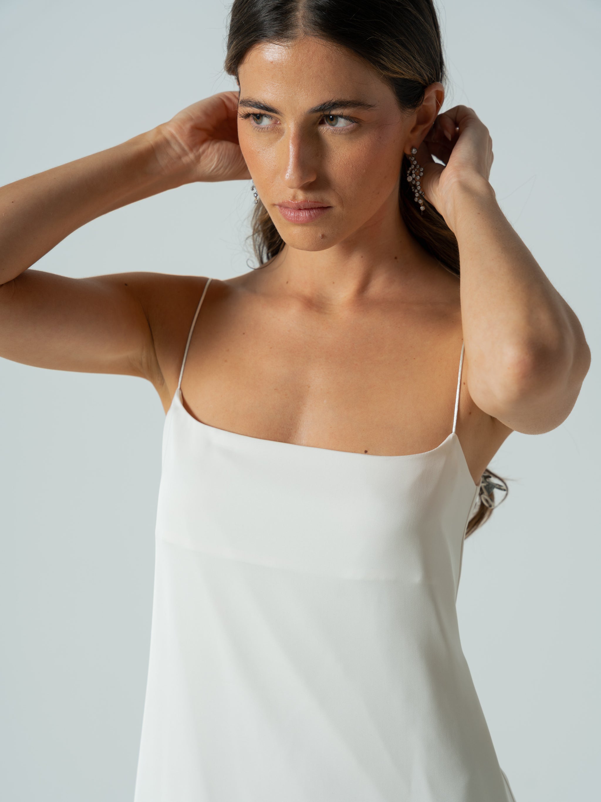 SIMONA WHITE SATIN DRESS