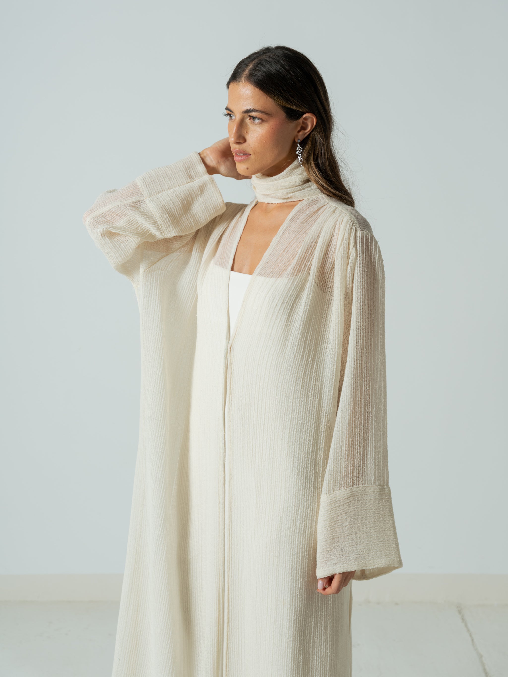 WHITE WOOL KAFTAN