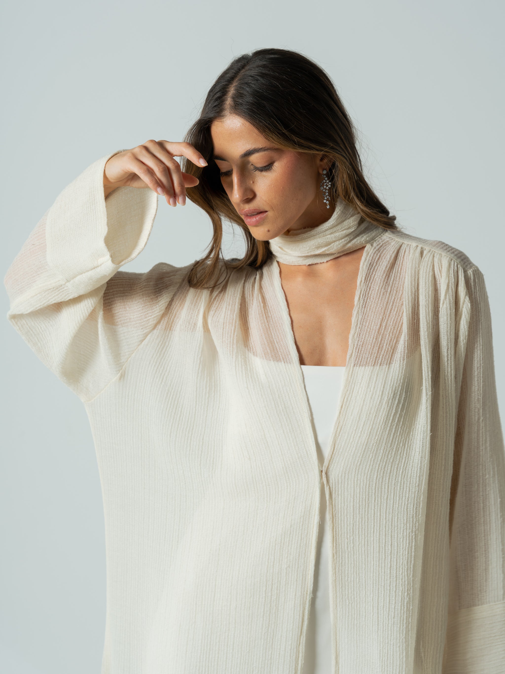 WHITE WOOL KAFTAN