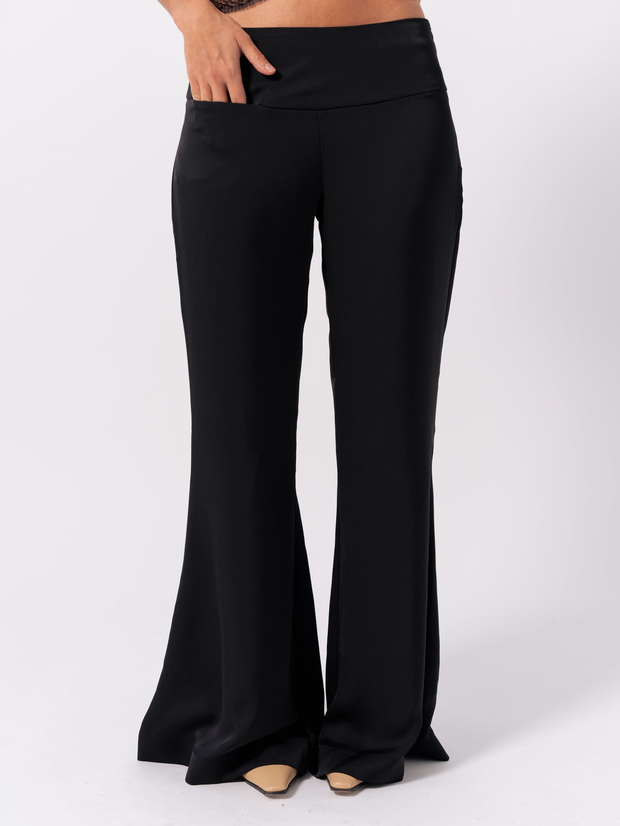 SATIN BLACK TROUSERS