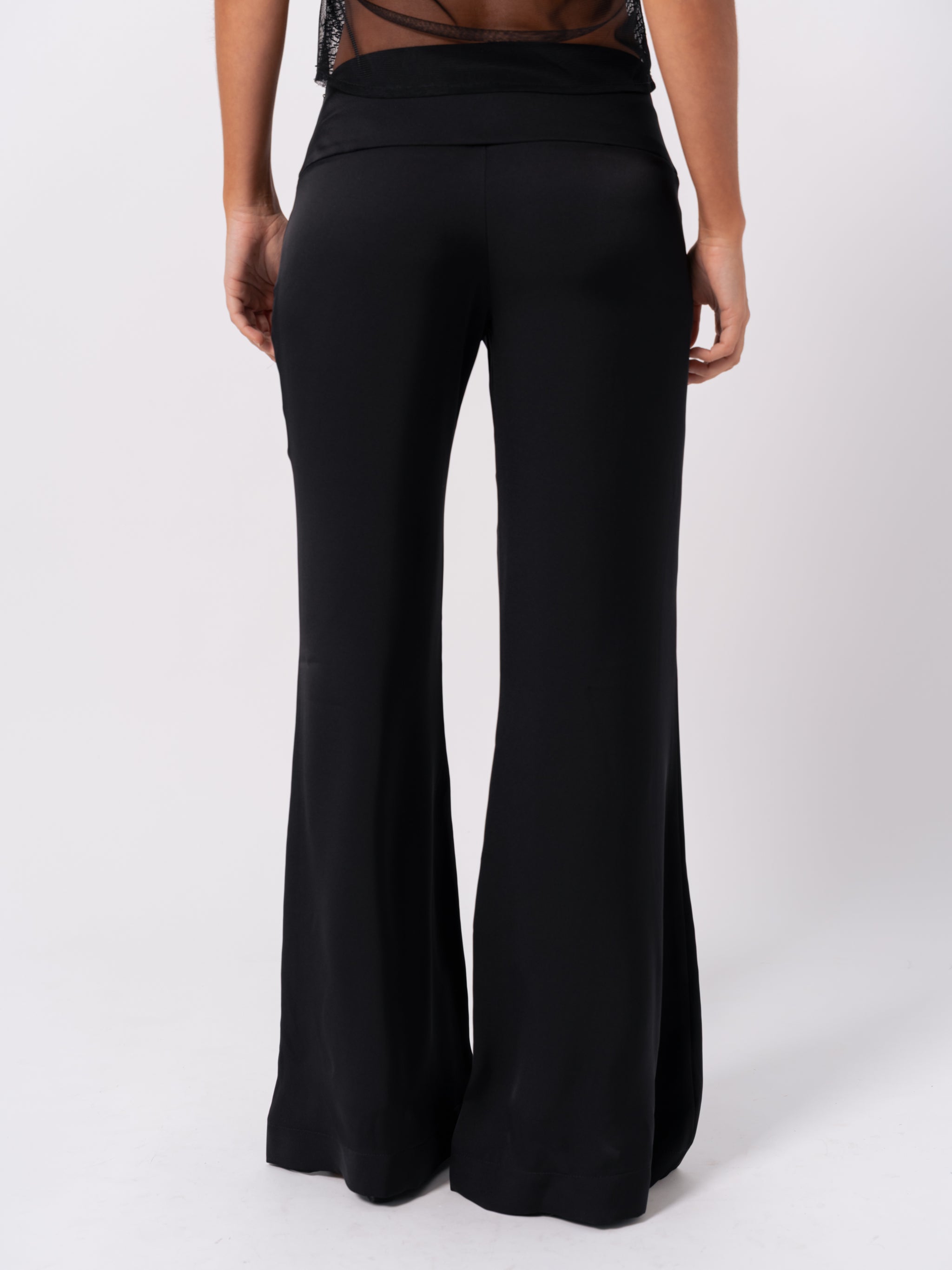 SATIN BLACK TROUSERS