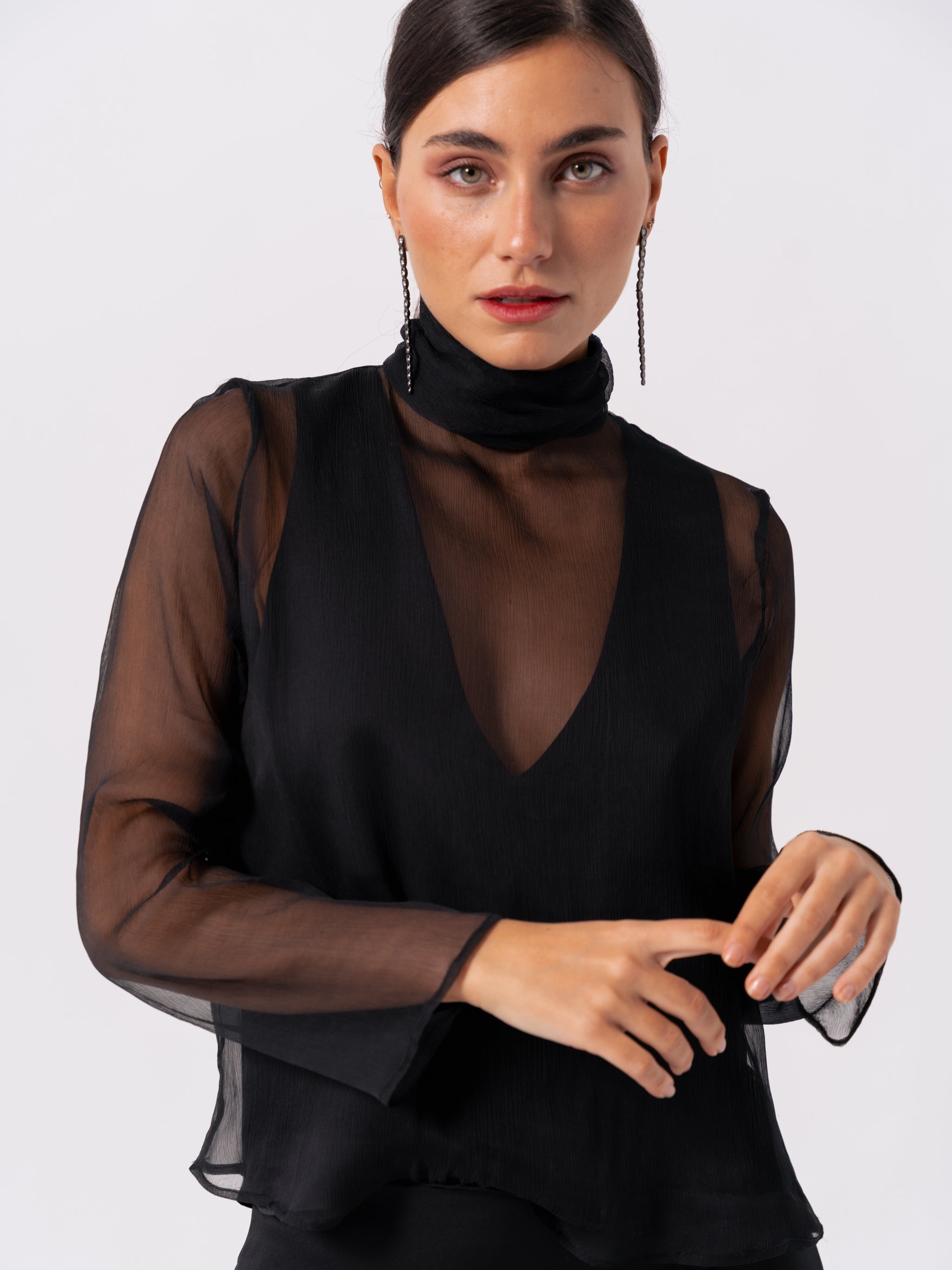 SILK BLACK BLOUSE