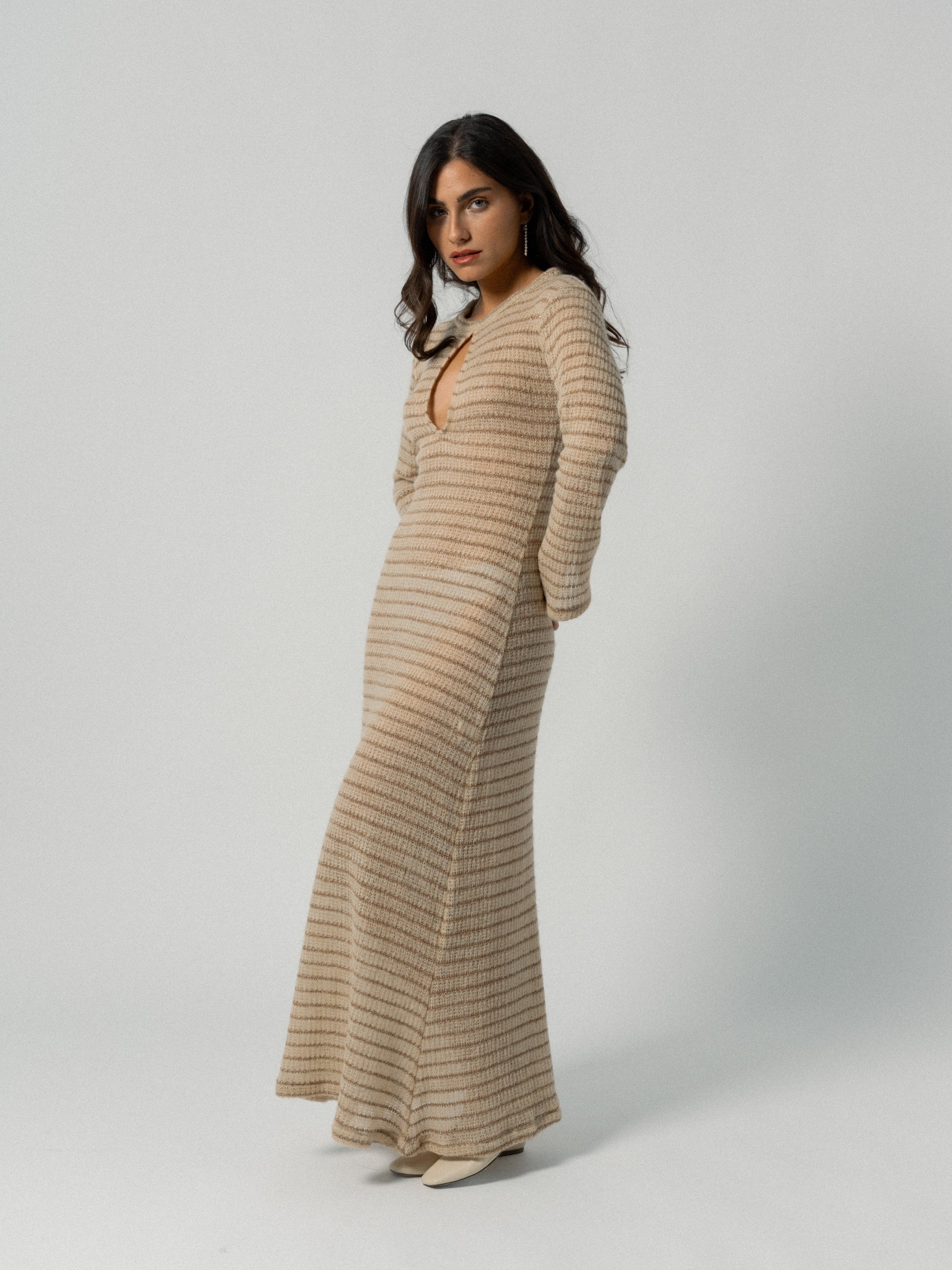 BEIGE MERENGUE LONG DRESS