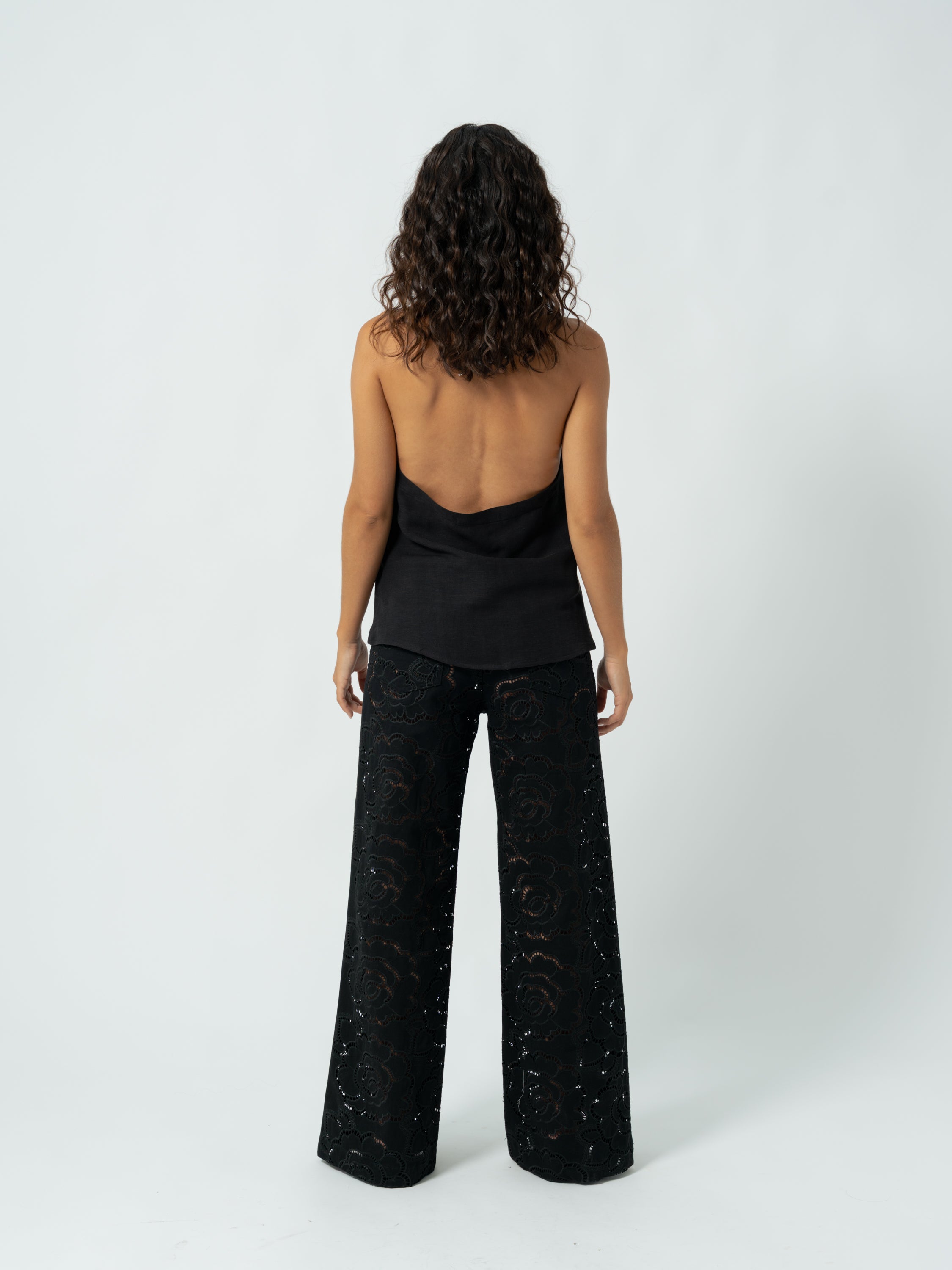 FLORAL BLACK TROUSERS
