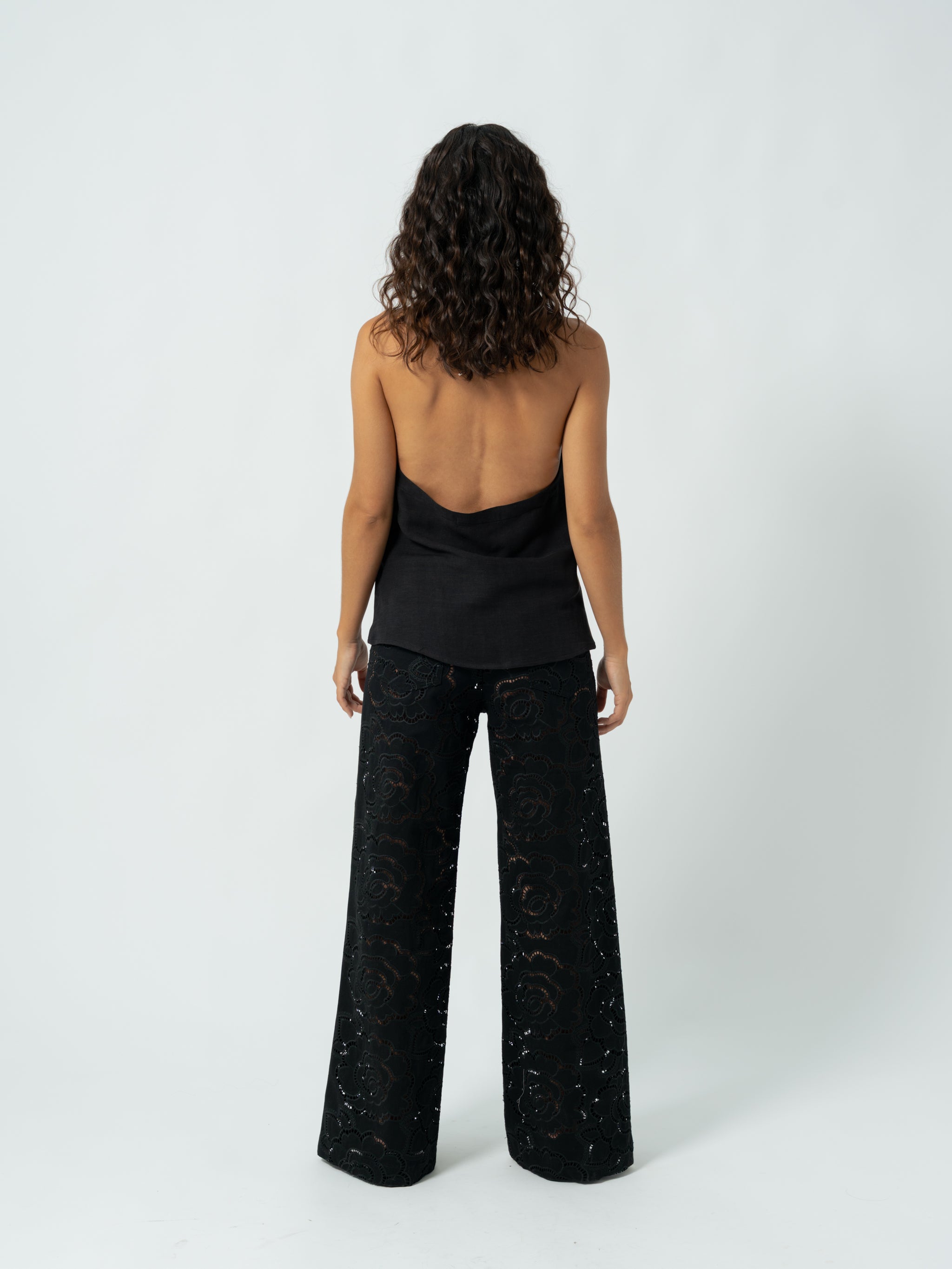 FLORAL BLACK TROUSERS