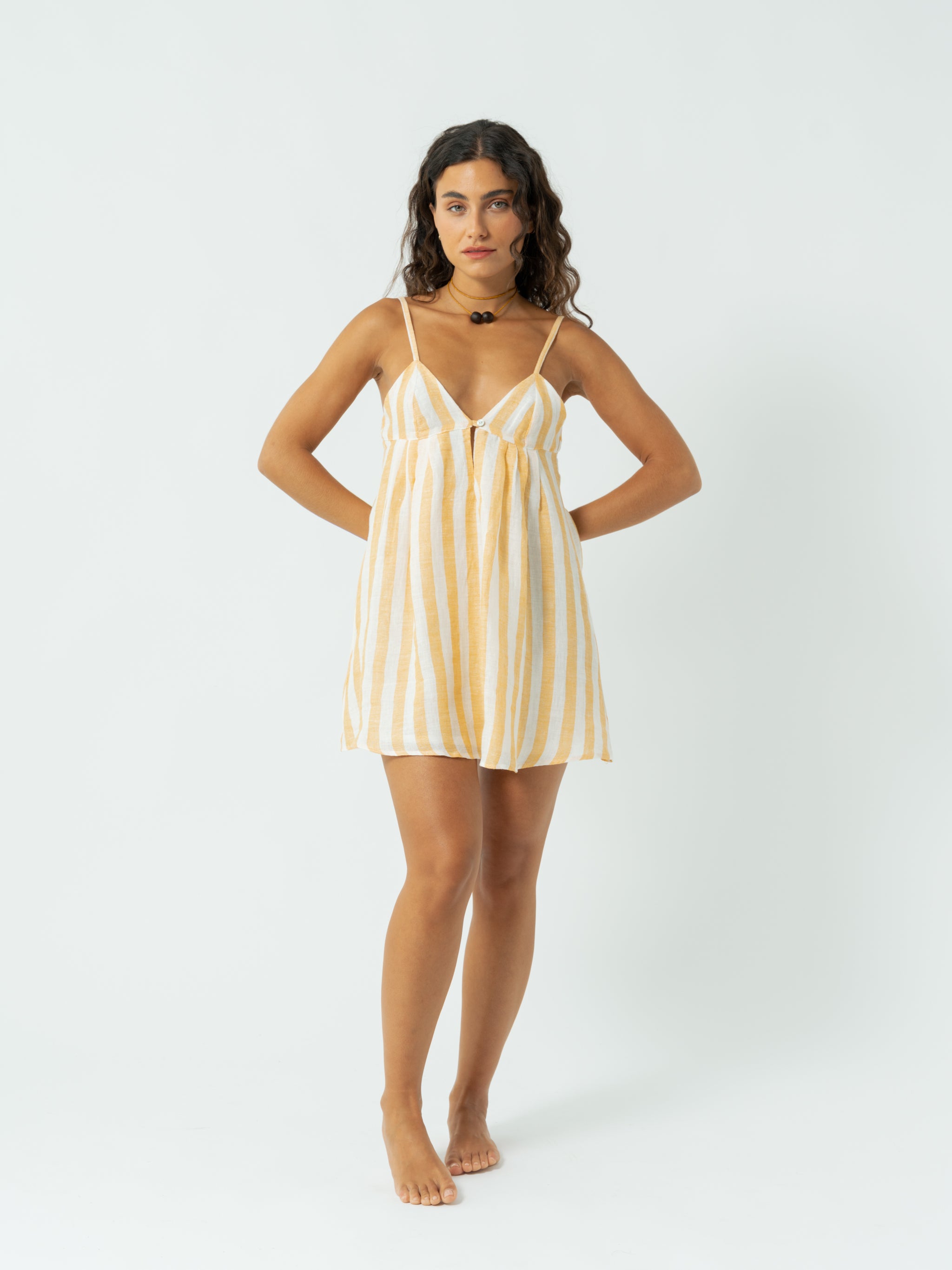 YELLOW STRIPES MINI DRESS