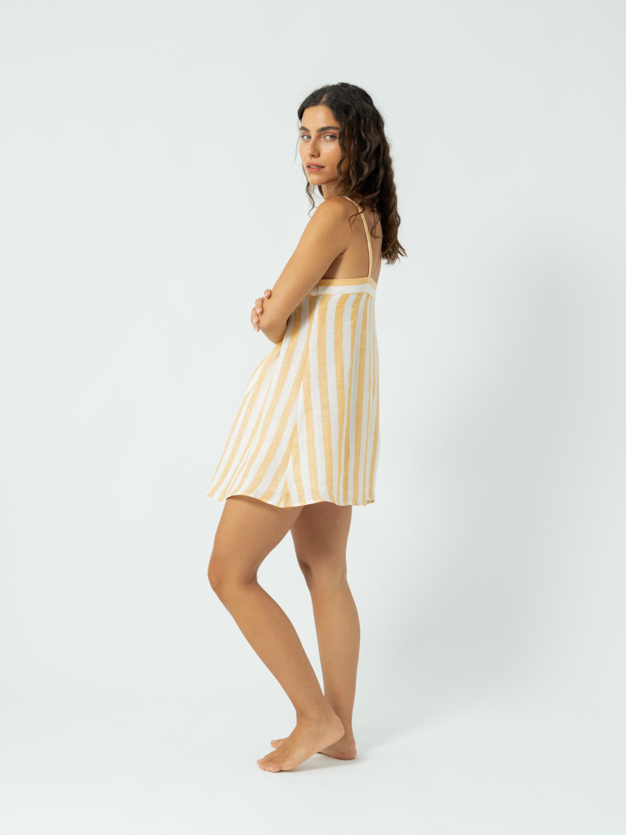 YELLOW STRIPES MINI DRESS