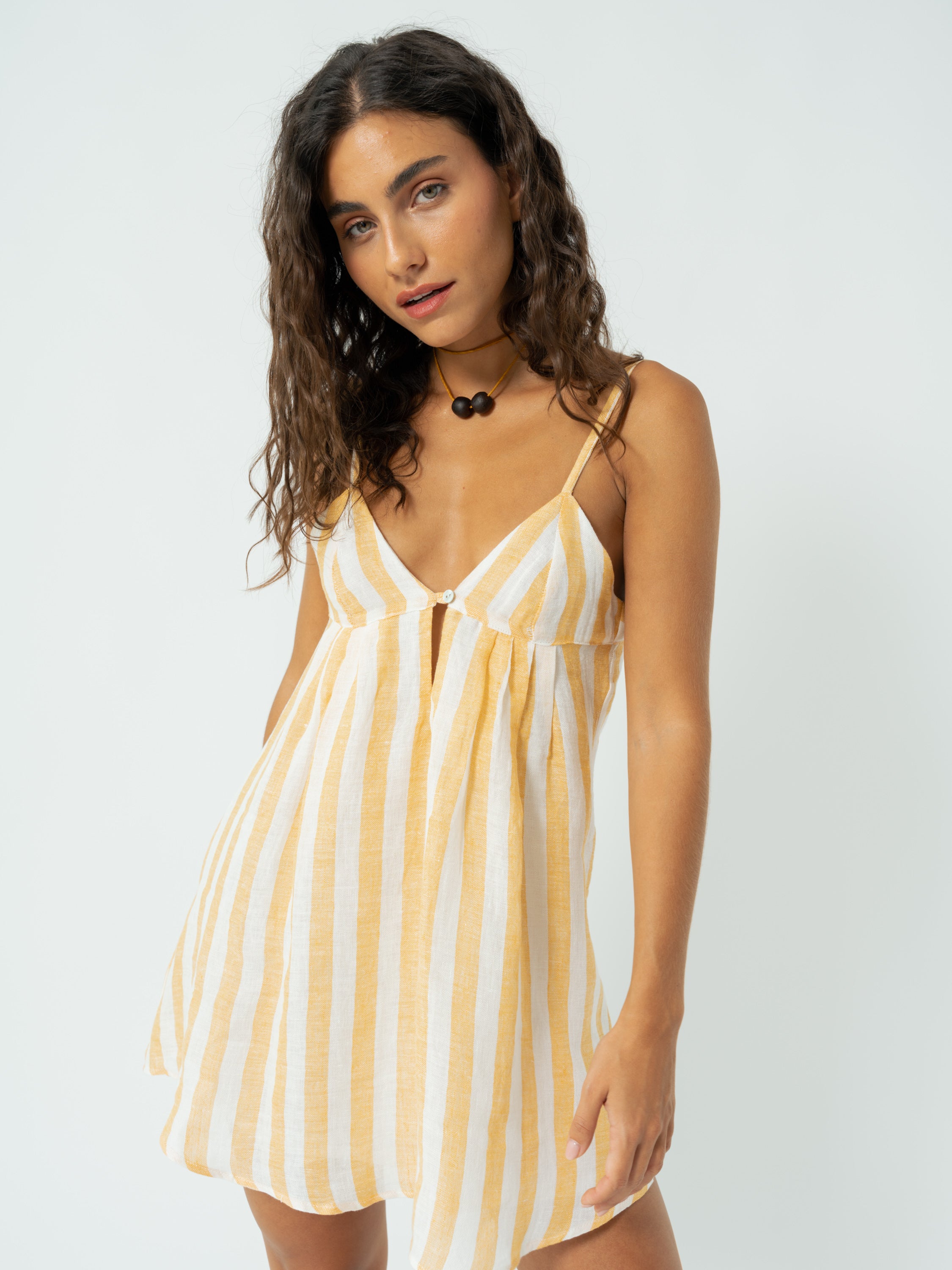 YELLOW STRIPES MINI DRESS