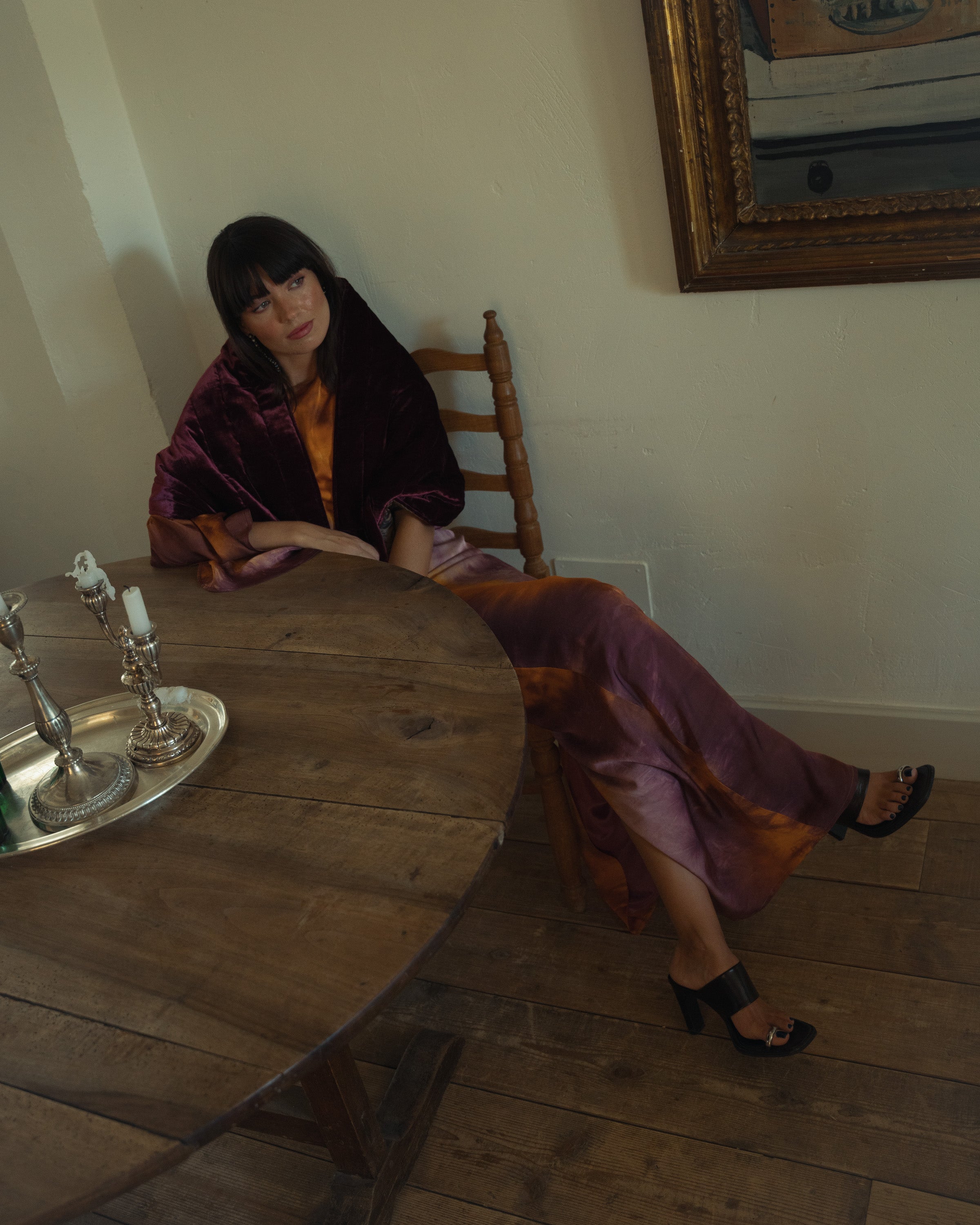 BURGUNDY SILK VELVET CAPE