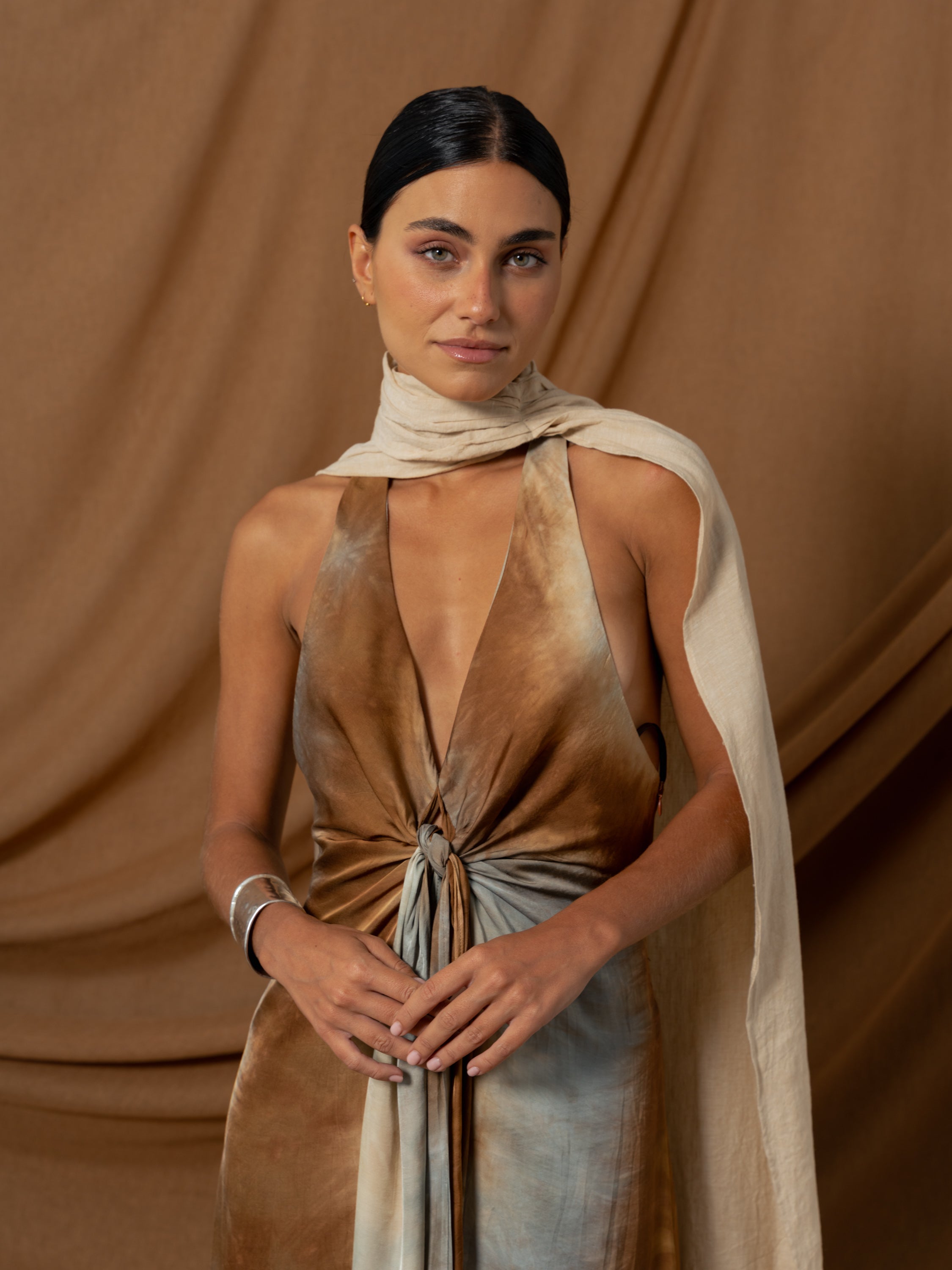 BEIGE LINEN CAPE