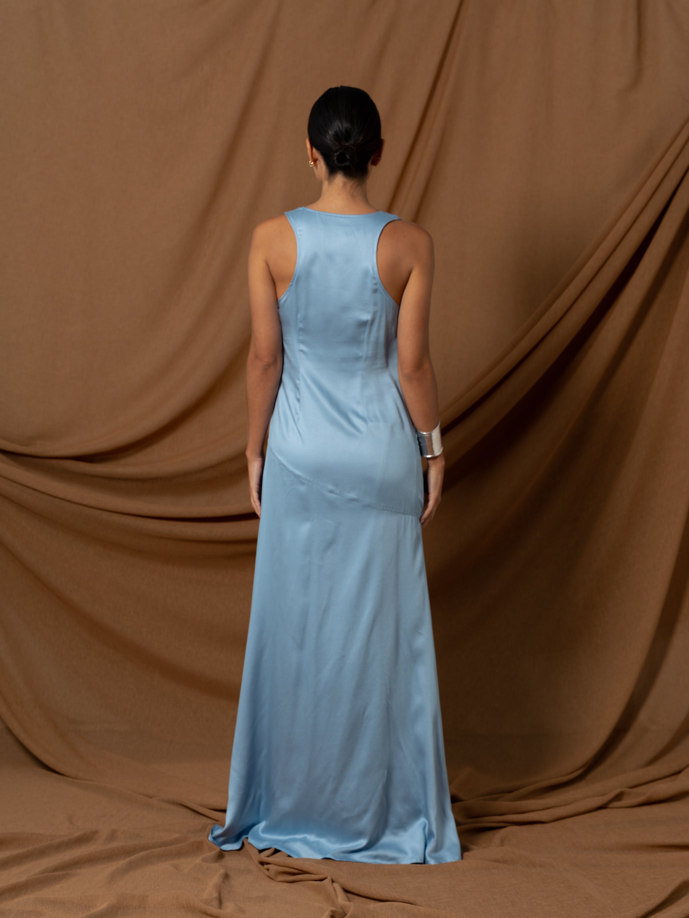 blue dress silk LIGHT BLUE SATIN DRESS – Nutka Studios