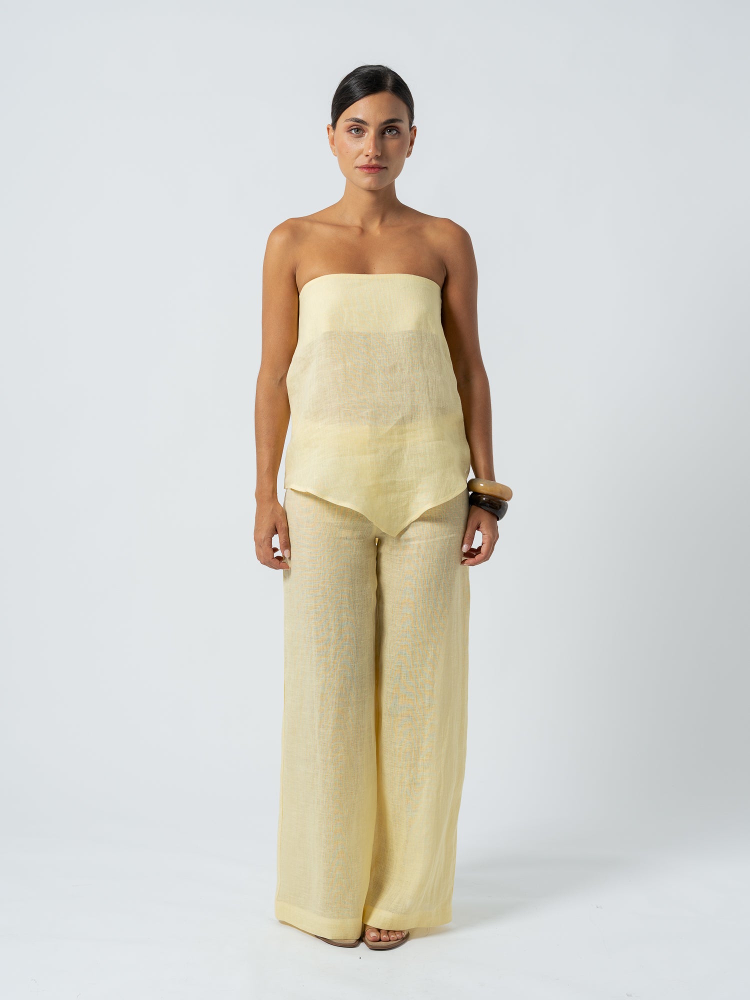 YELLOW LINEN TROUSERS