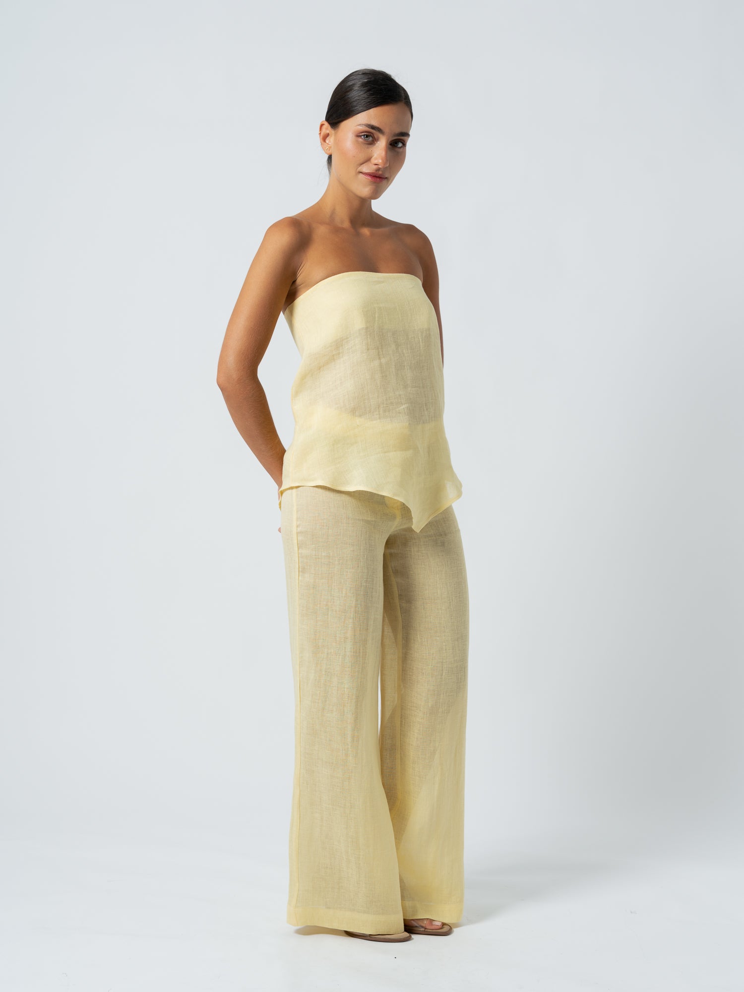 YELLOW LINEN TROUSERS