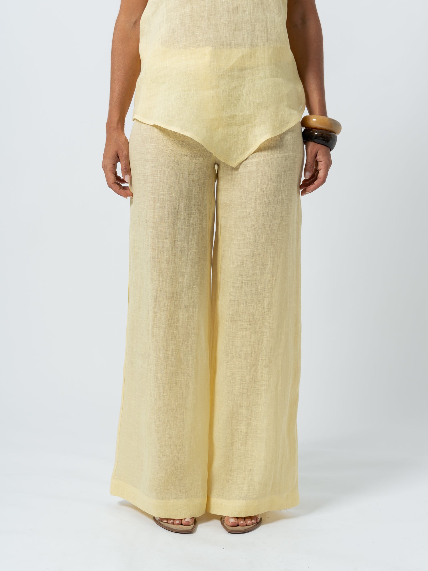 YELLOW LINEN TROUSERS