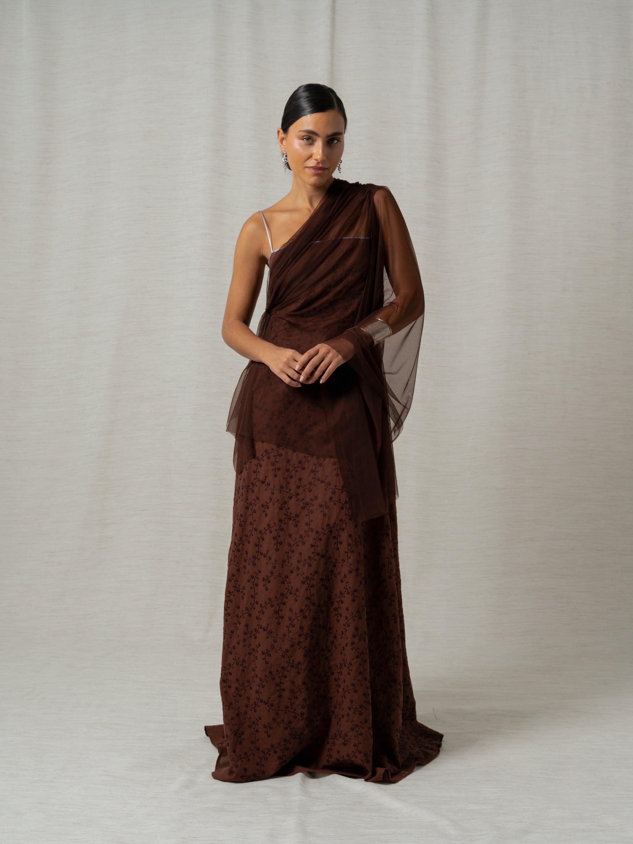 CHOCOLATE TULLE CAPE