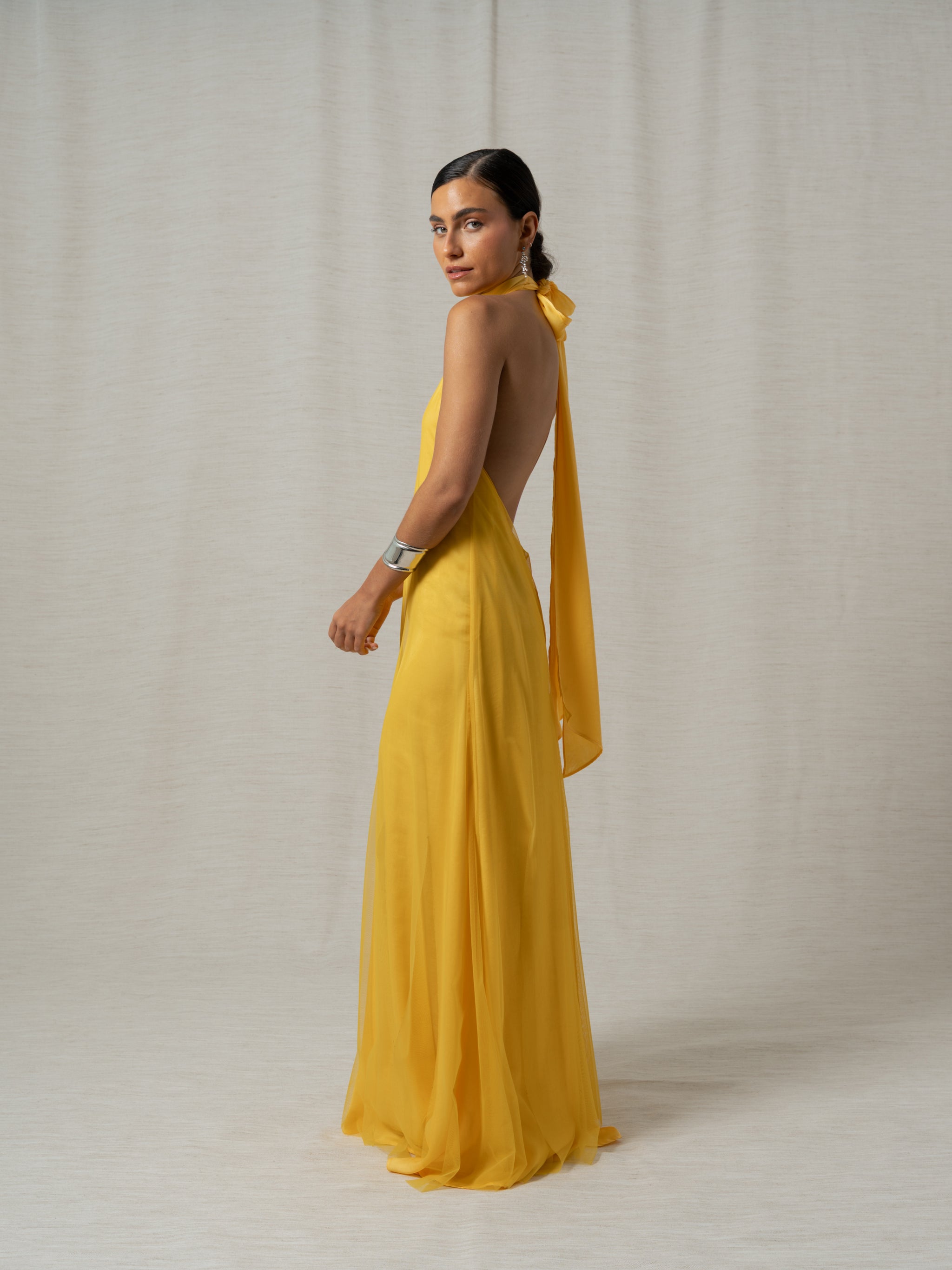 mustard yellow tulle dress Mustard Yellow Tulle Lace Prom Dresses Long 2025 Evening Dress For Women
