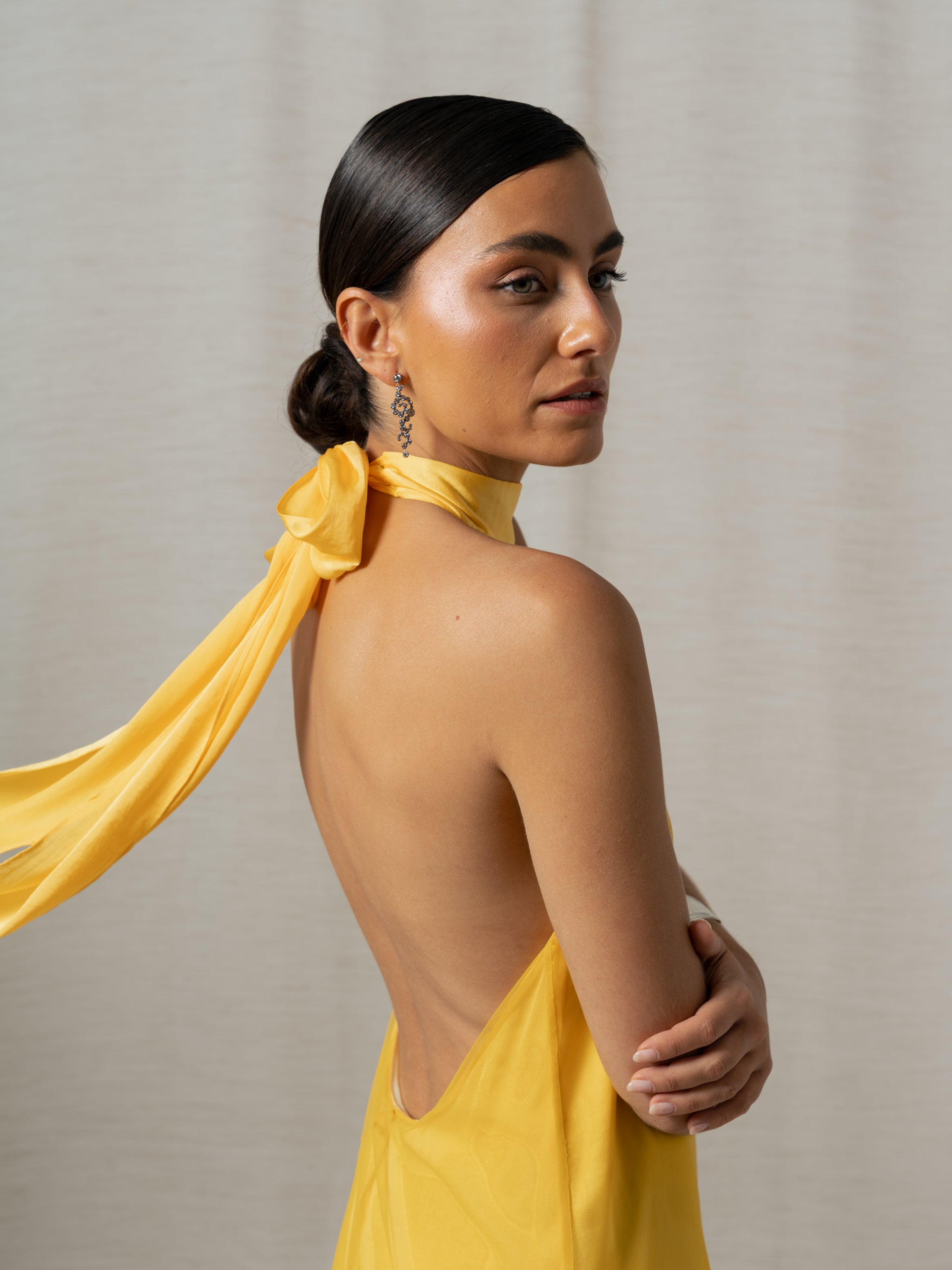 YELLOW TULLE MAXI DRESS